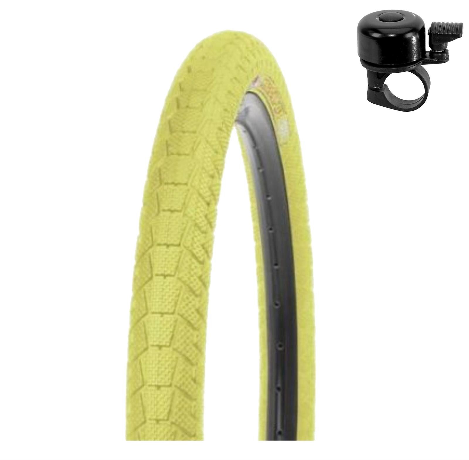 maxxi4you Fahrradreifen 1 x Kenda K-907 BMX 20 x 1,95 (50-406) Gelb inkl. Fahrradklingel