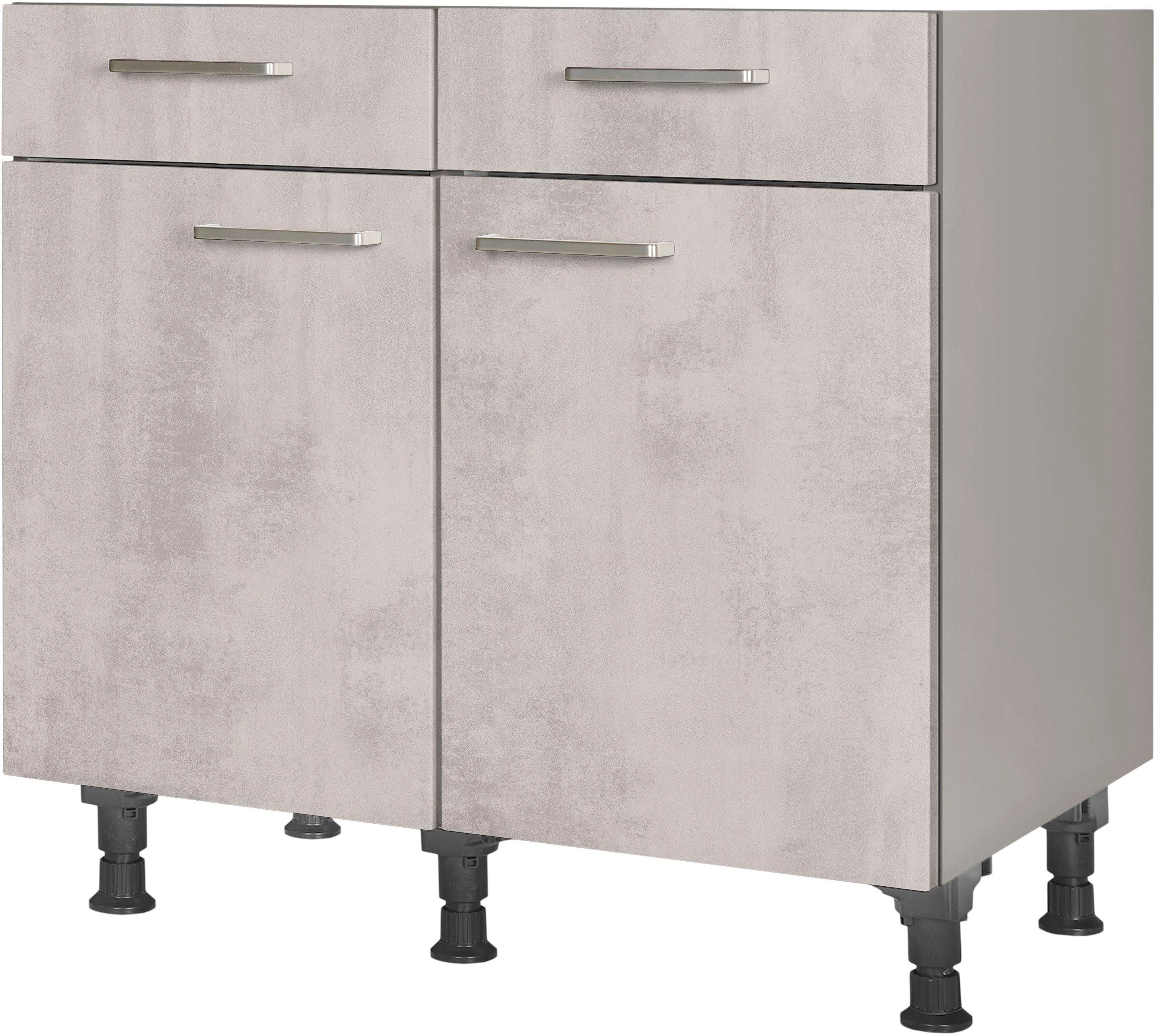 nobilia® Unterschrank "Riva", vormontiert, Breite 90 cm, Soft-Close-Funktion bei den Schubkästen, inkl. höhenverstellbare Sockelfüße