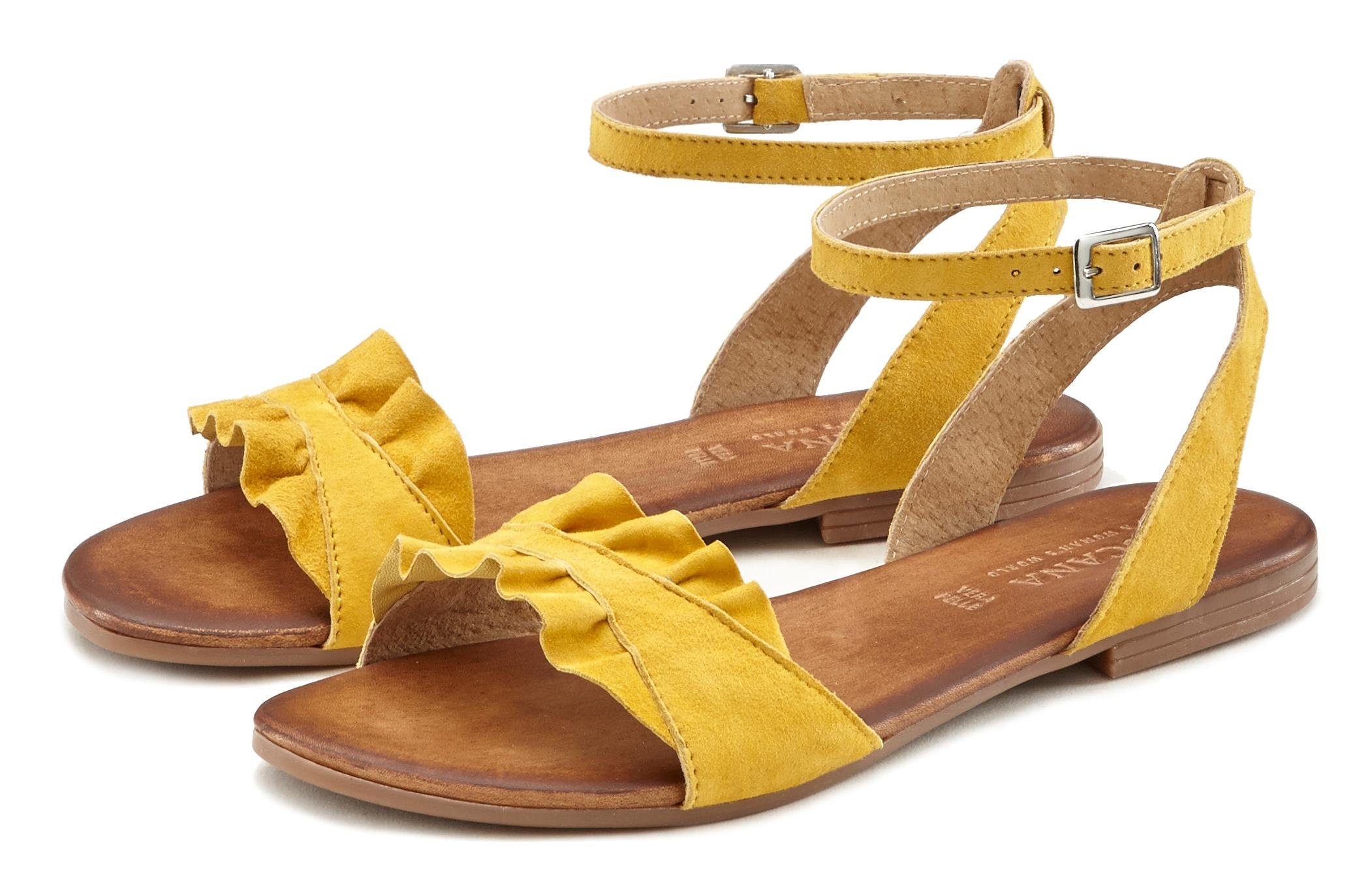 LASCANA Sandale aus hochwertigem Leder mit kleinen Rüschen online kaufen |  OTTO