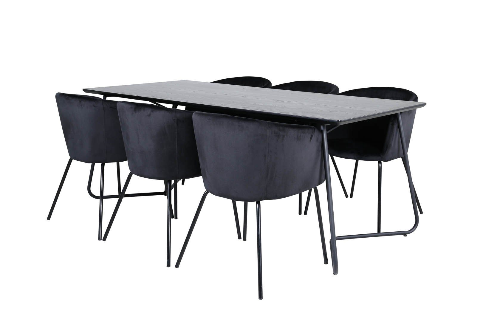 PippiBL Ess, ebuy24 6 schwarz (7-tlg) Essgruppe Berit Esstisch Essgruppe und