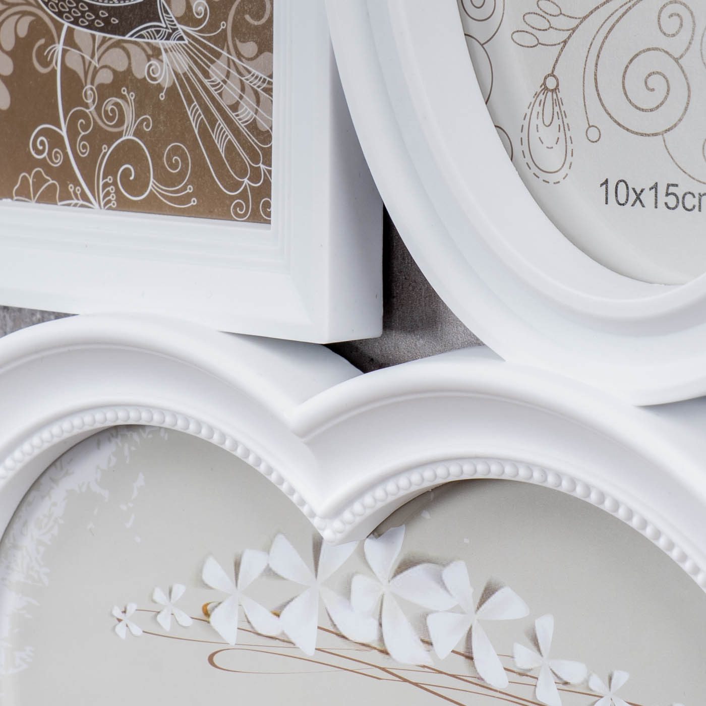 Levandeo® Bilderrahmen Collage, Fotorahmen Bilderrahmen Herz Weiß 8 Fotos Shabby Chic Landhaus