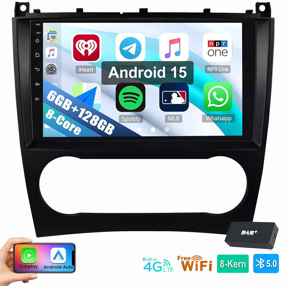 ESSGOO Für Benz C-Klasse W203 CLK C209 6+128G Carplay 4G LTE Autoradio (RDS, Digitalradio (DAB), FM, AM, Carplay Android Auto GPS Navi WIFI BT 4G LTE)
