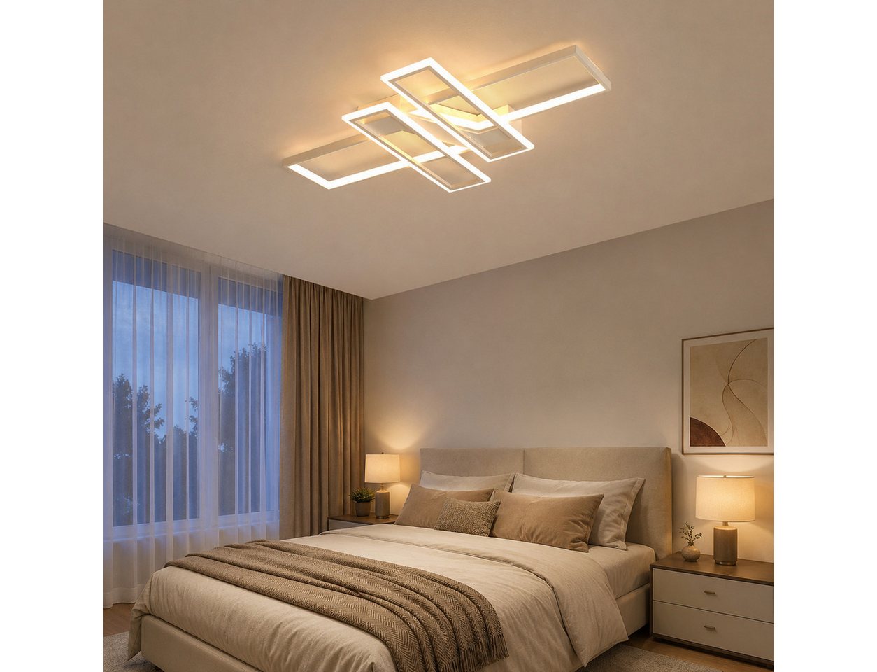 OYLCDI Deckenleuchten LED Deckenlampe 6 Rahmen,Dimmbar mit Fernbedienung für Wohnzimmer, LED fest integriert, 94W 3000-6500k, Modern Runde Wohnzimmer Schlafzimmer Arbeitszimmer Esszimmer Dekoration Lampen, Wohnzimmer-Leuchte