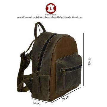 Sunsa Cityrucksack Rucksack, Backpack aus Stone wash Leder und Canvas in Retro Still. Schöne Daypack Tasche für Sie/ Ihn, echte Leder