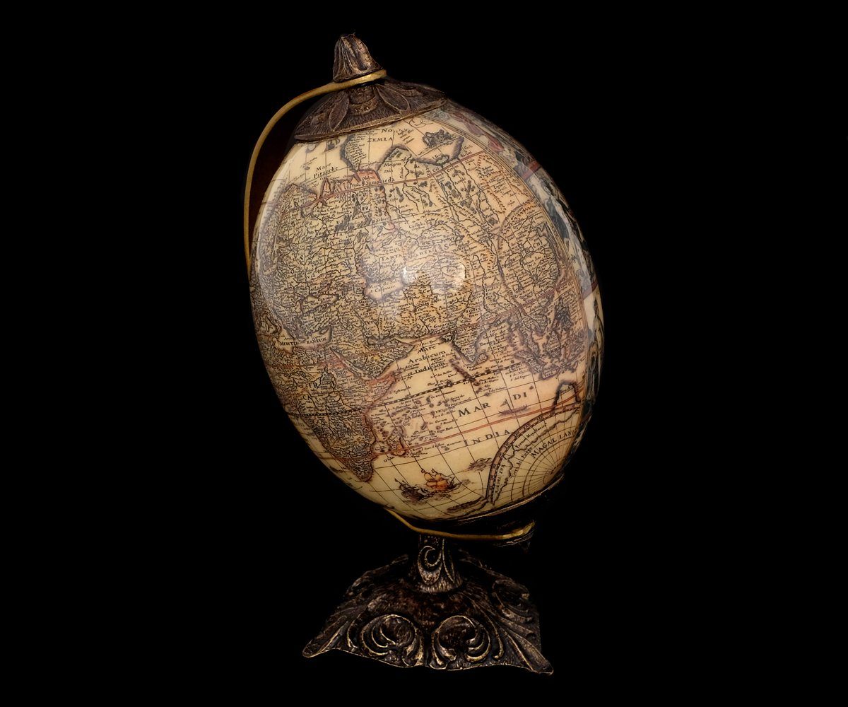 Brillibrum Globus Antikglobus Weltkugel Globus Straußenei Globus Dekoration Erde