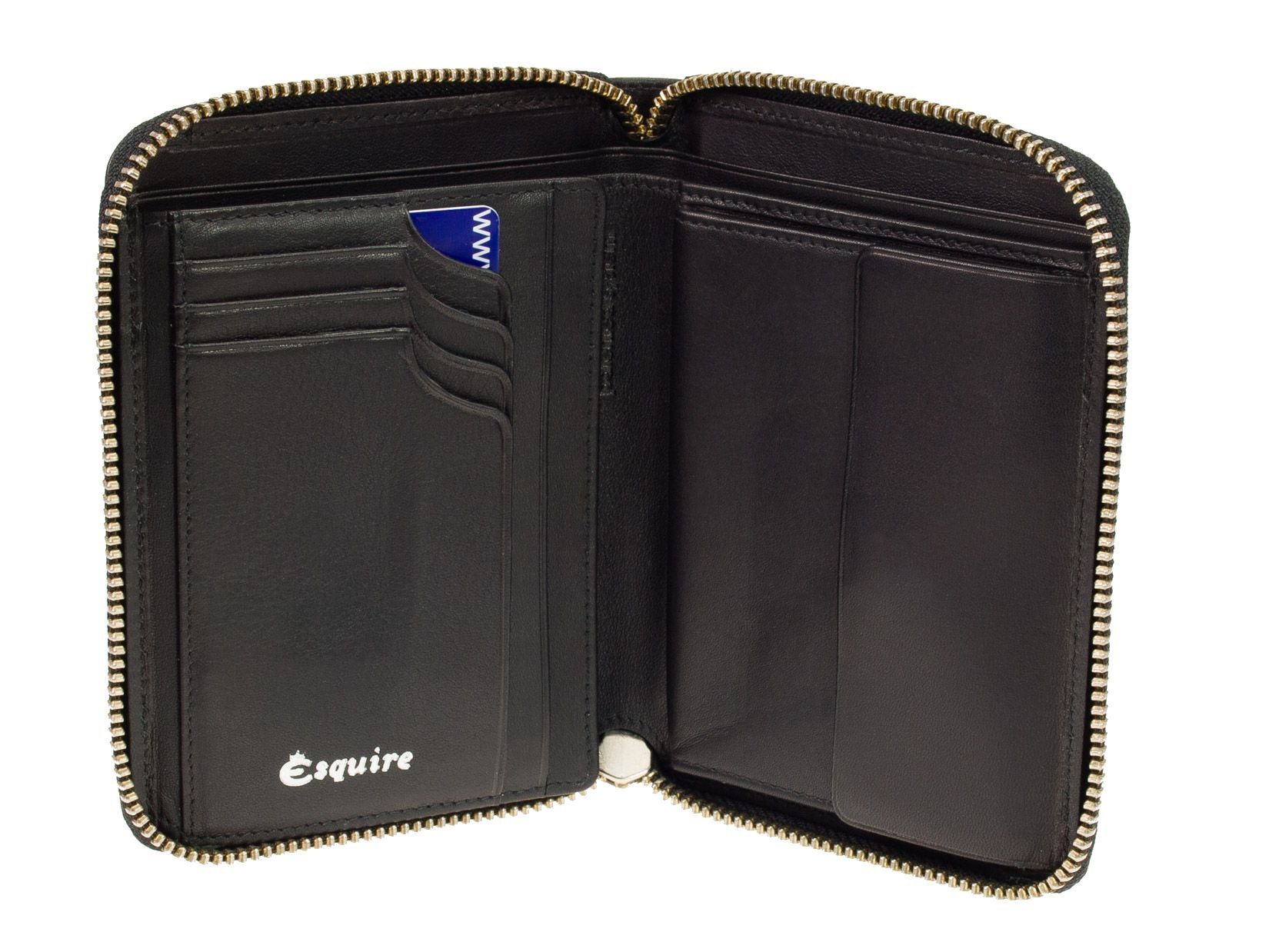 Geldbörse Card-Safe und Reißverschluss Esquire Geldbörse RFID Black RFID Schutz Esquire