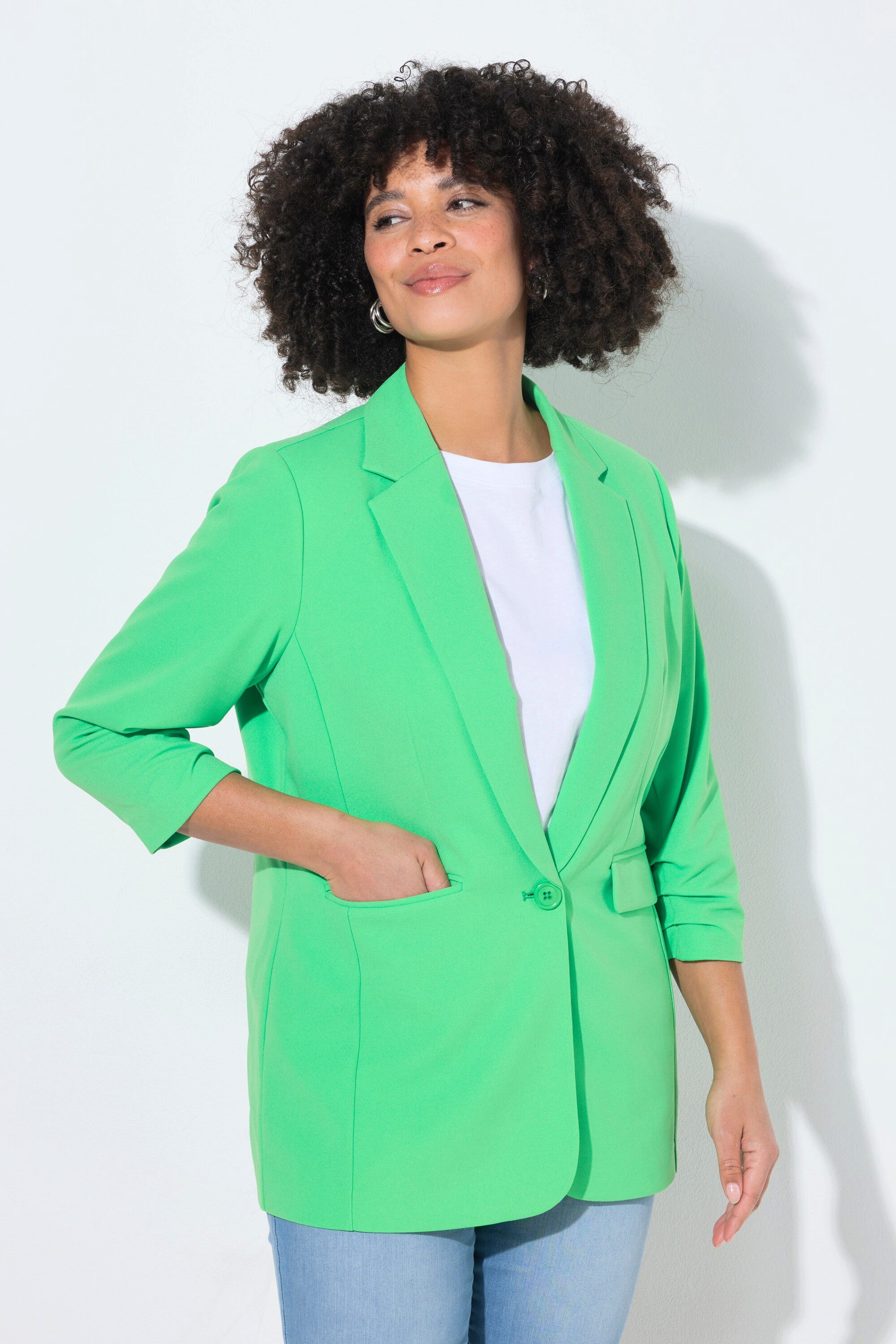 Angel of Style Blusenblazer Blazer offene Form Reverskragen Langarm