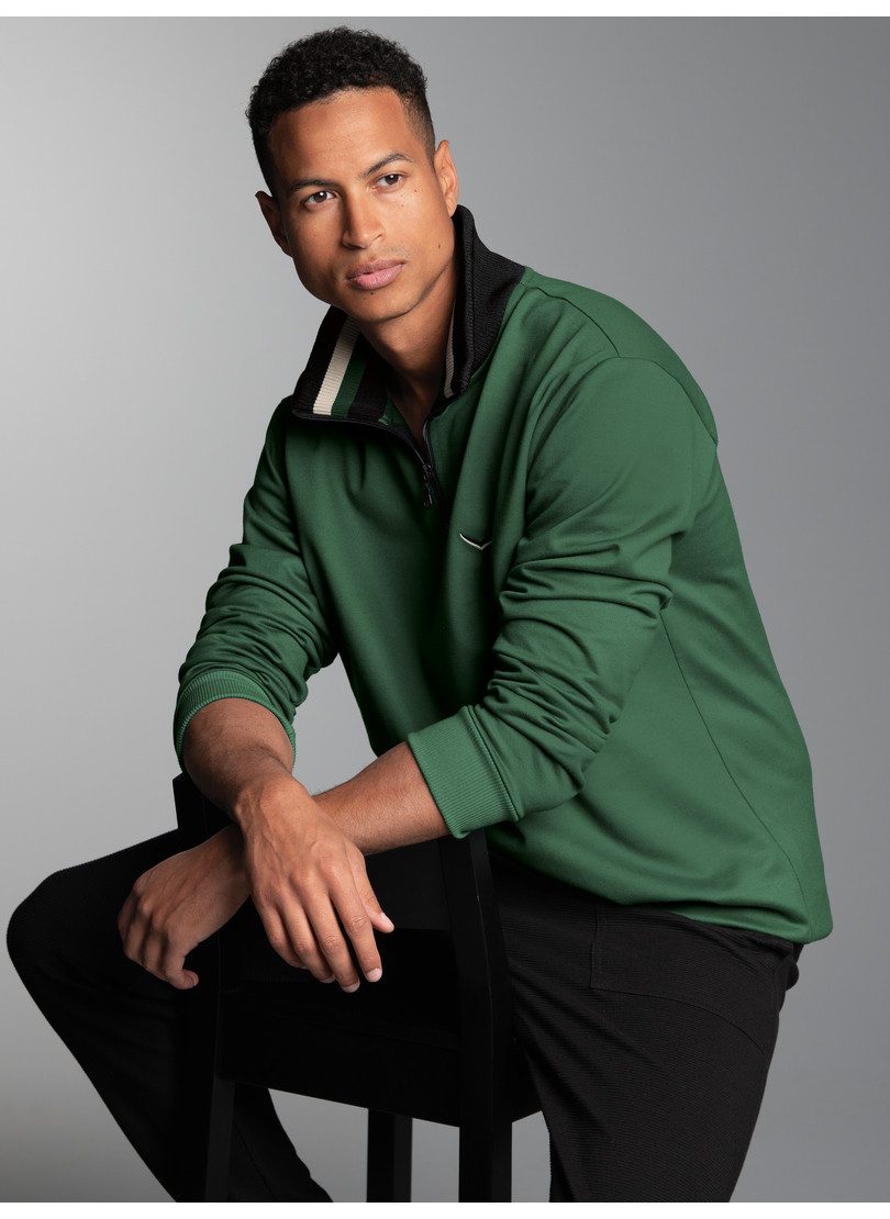 Trigema Sweatshirt TRIGEMA Troyer mit kontrastfarbigen Elementen