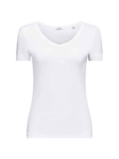 Esprit T-Shirt Baumwoll-T-Shirt mit V-Ausschnitt (1-tlg)