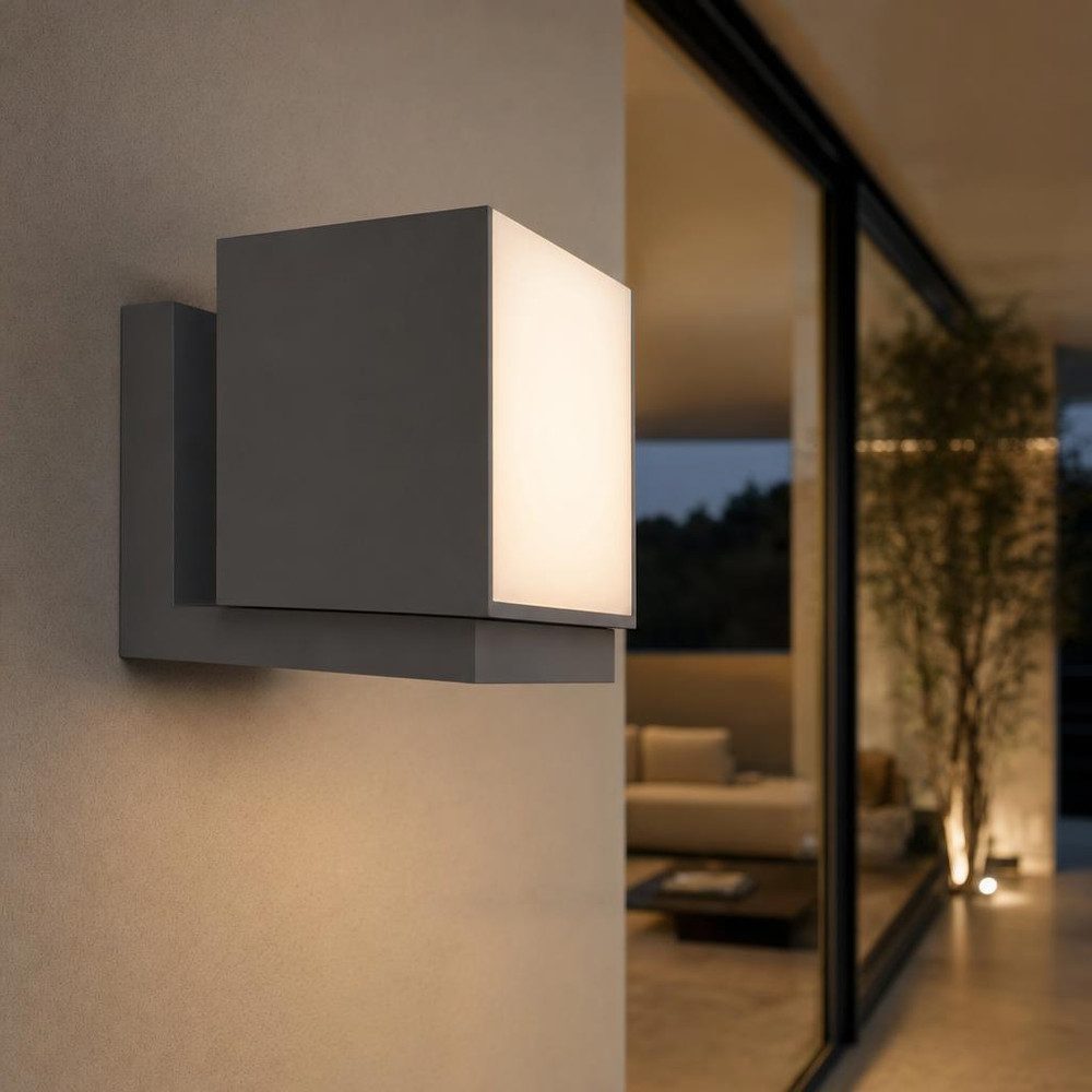 LUTEC LED Außen-Wandleuchte, LED-Leuchtmittel fest verbaut, Warmweiß, LED Außenwandleuchte Aluminium Grau IP54 Fassadenlampe H 14,8 cm