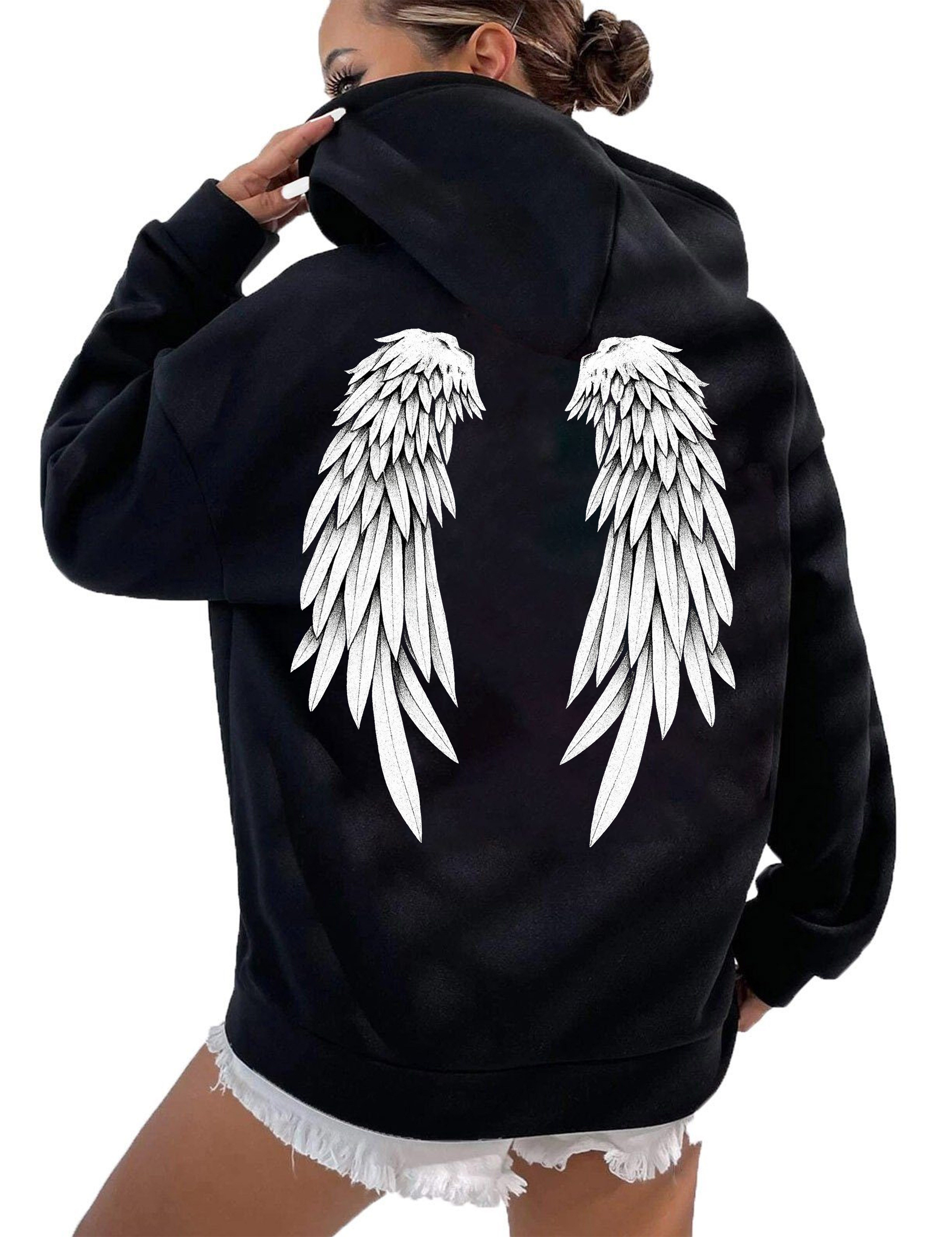 RMK Kapuzenpullover Damen Pullover Hoodie Hoody Oversized Sweatshirts Engel günstig online kaufen