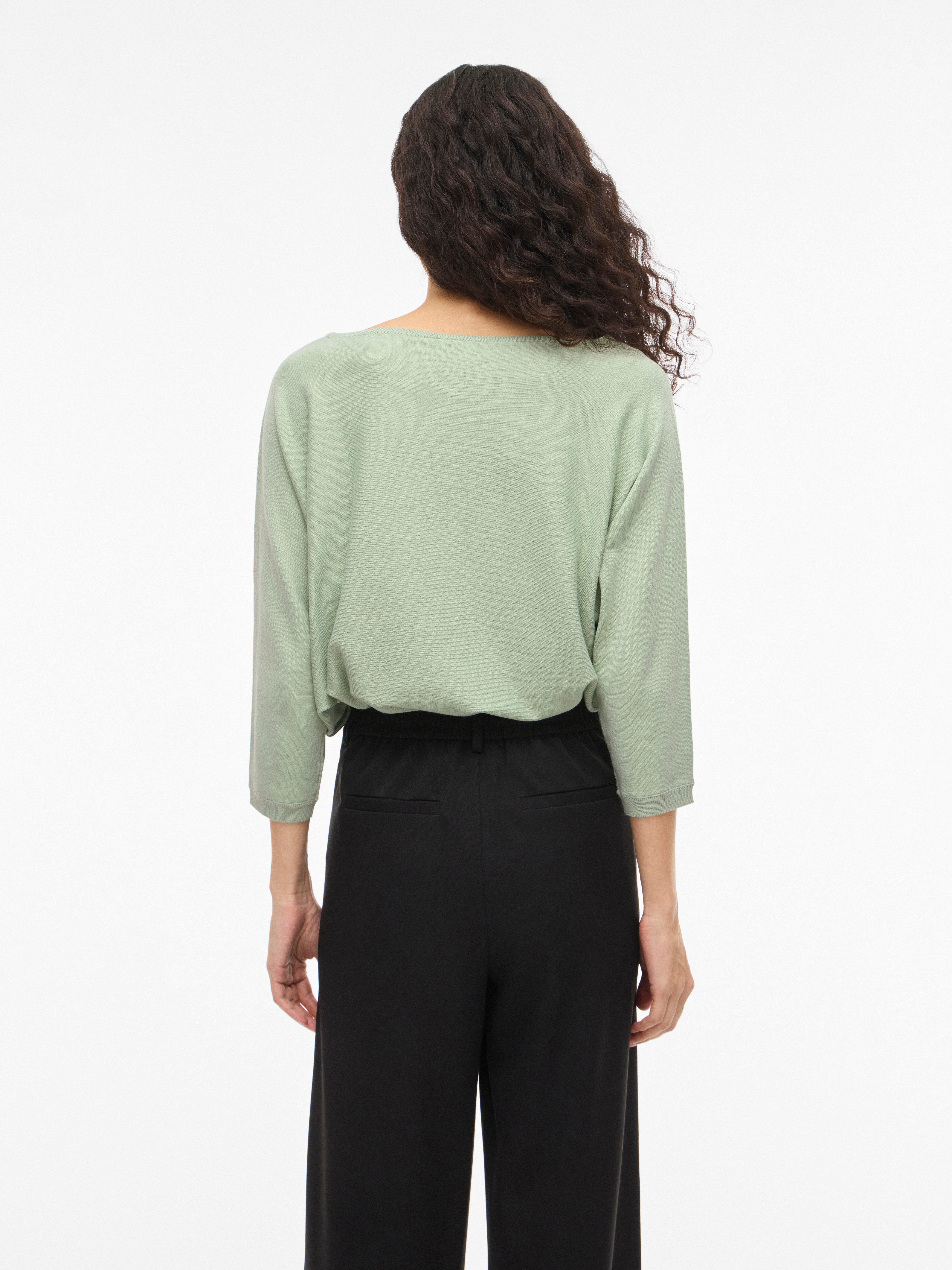 Vila 3/4 Arm-Pullover VIMALU BOATNECK 3/4 SLEEVE KNIT TOP-NOOS Materialmix, loose fit