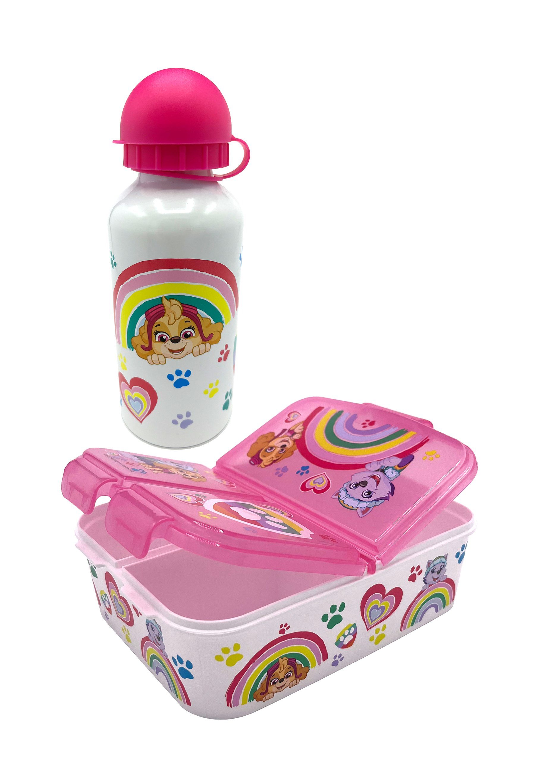 PAW PATROL Lunchbox Paw Patrol Lunch-Set Chase Skye Everest Brotdose + Alu-Trinkflasche, (SET, 2-tlg)