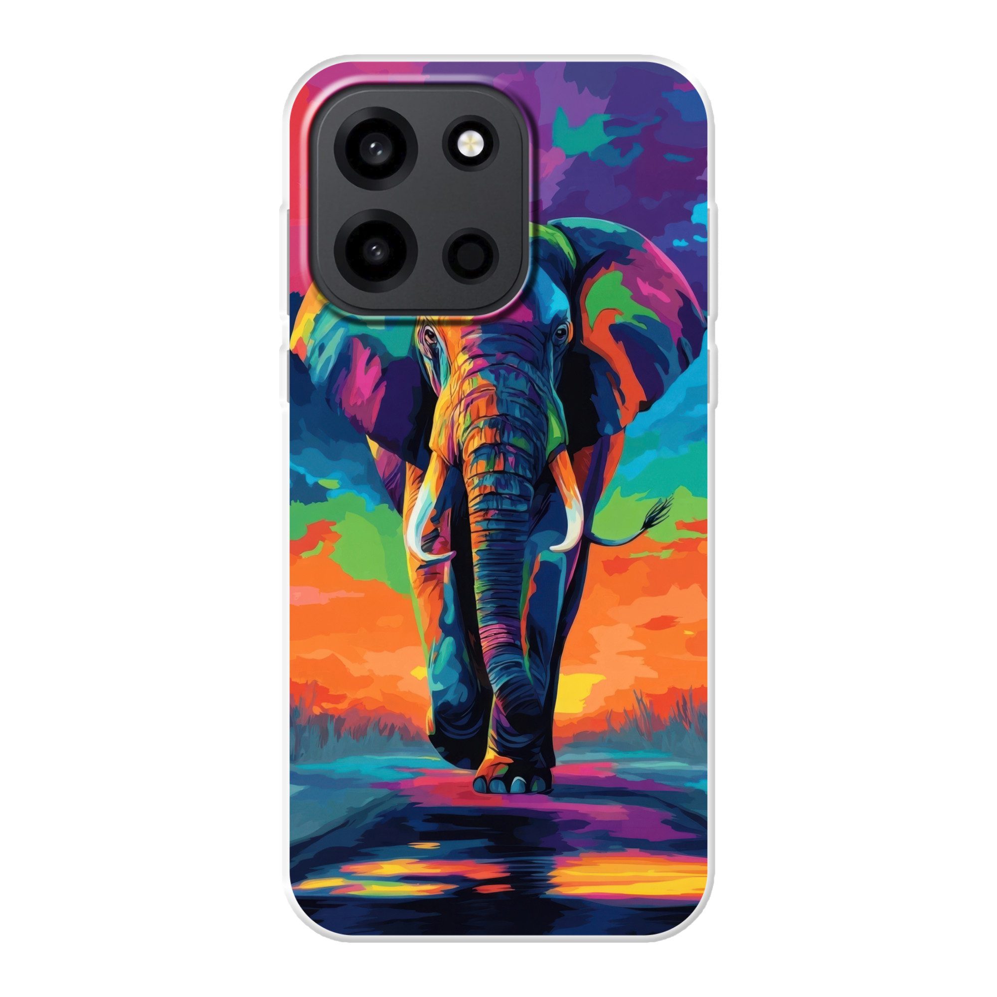 MuchoWow Handyhülle für OnePlus Turbo 6 5G Elefant - Bunt - Himmel - Abstrakt, Handy Case, Silikon, Bumper Case Dünn