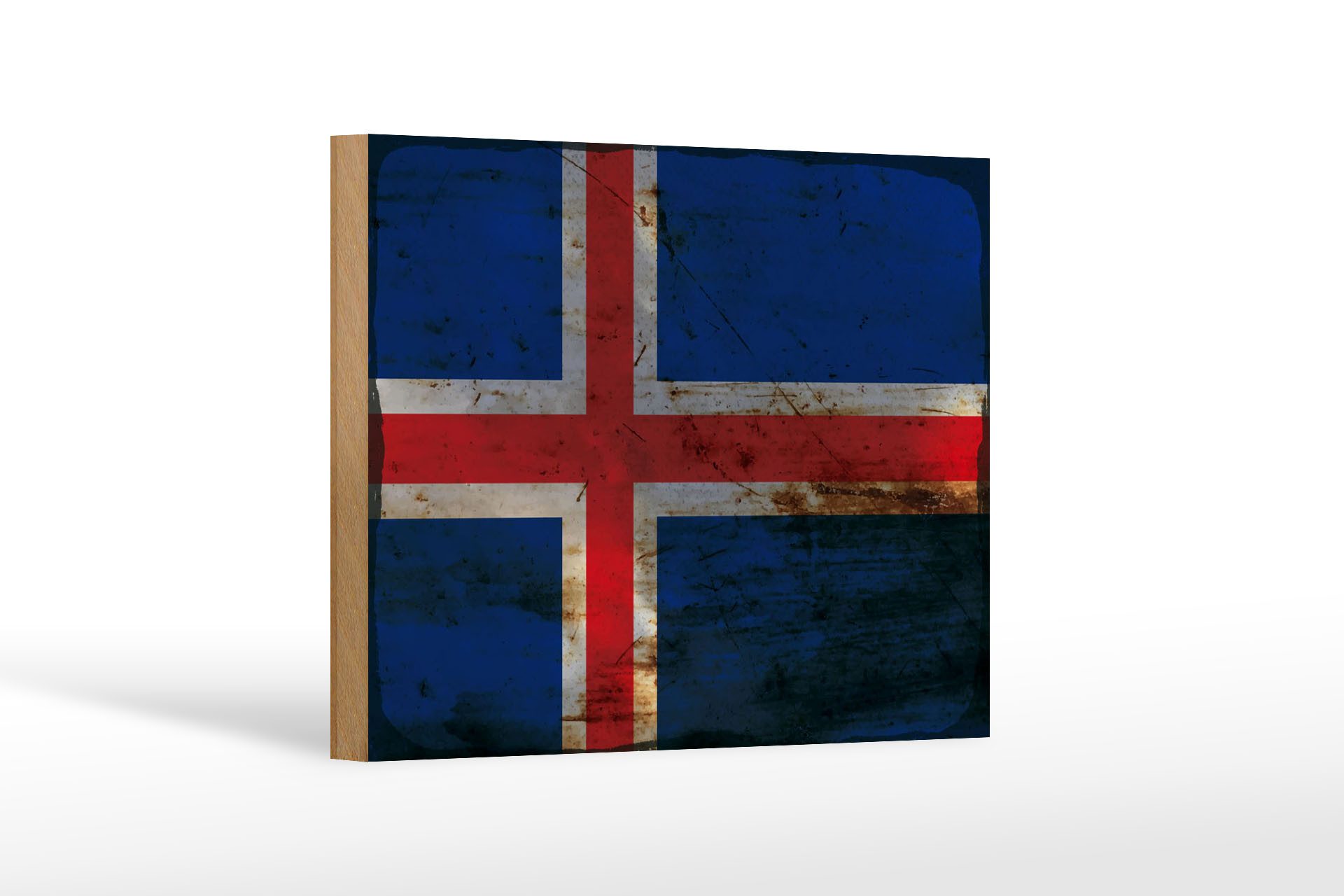 Femer GmbH Holzbild Flagge Island 18x12 cm Flag of Iceland Rost, Flaggen (1 St), Glatte Holzfaserplatte (MDF), vorn beschichtet