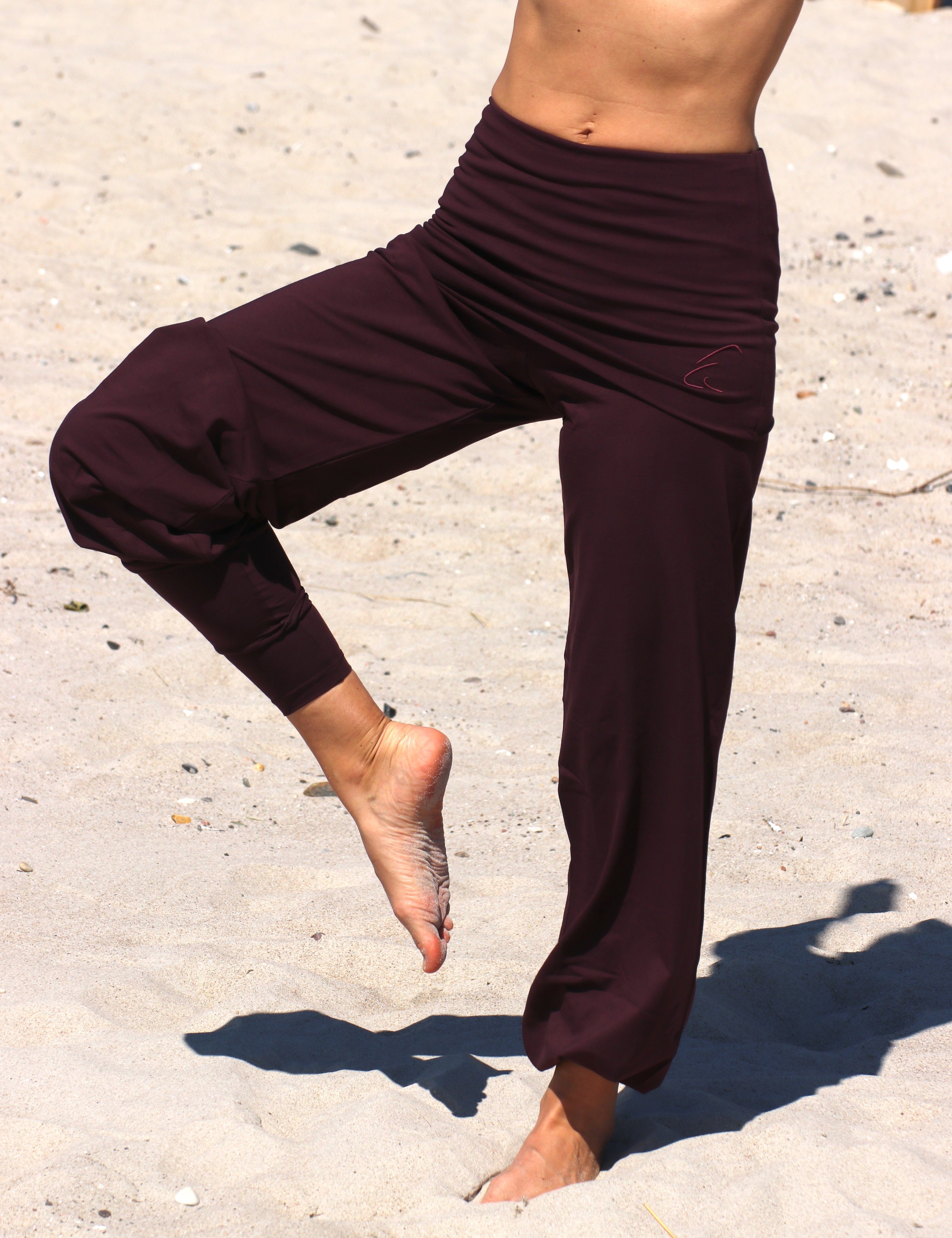 Yogahose ESPARTO mit in elastischem Original Sooraj Aubergine Bio-Baumwolle - Bund das Yogahose