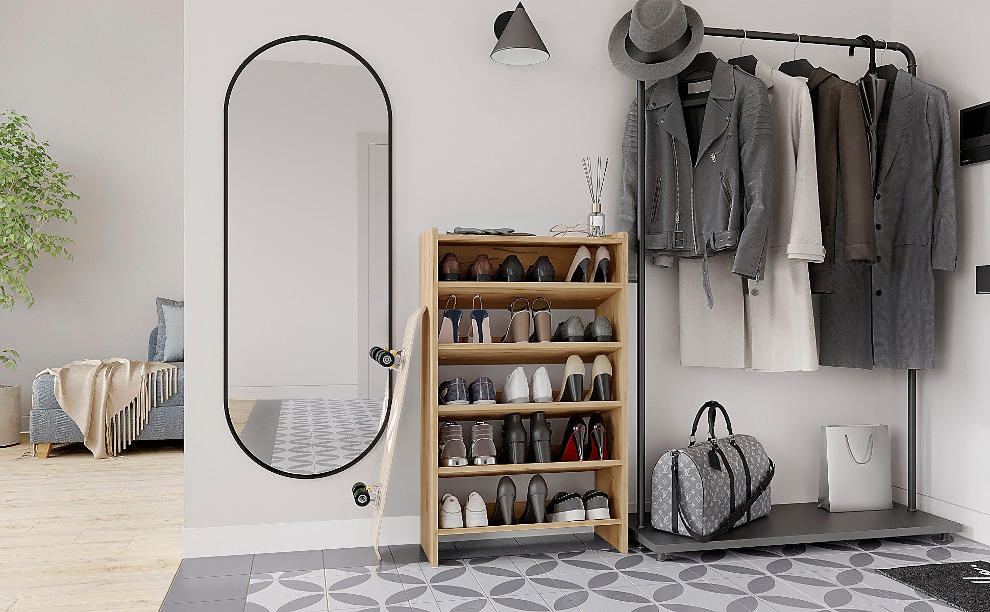 KOMTO Schuhregal Elexis 5 Schmal - Schuhablage Flur mit 5 Ebenen Offener Sc günstig online kaufen