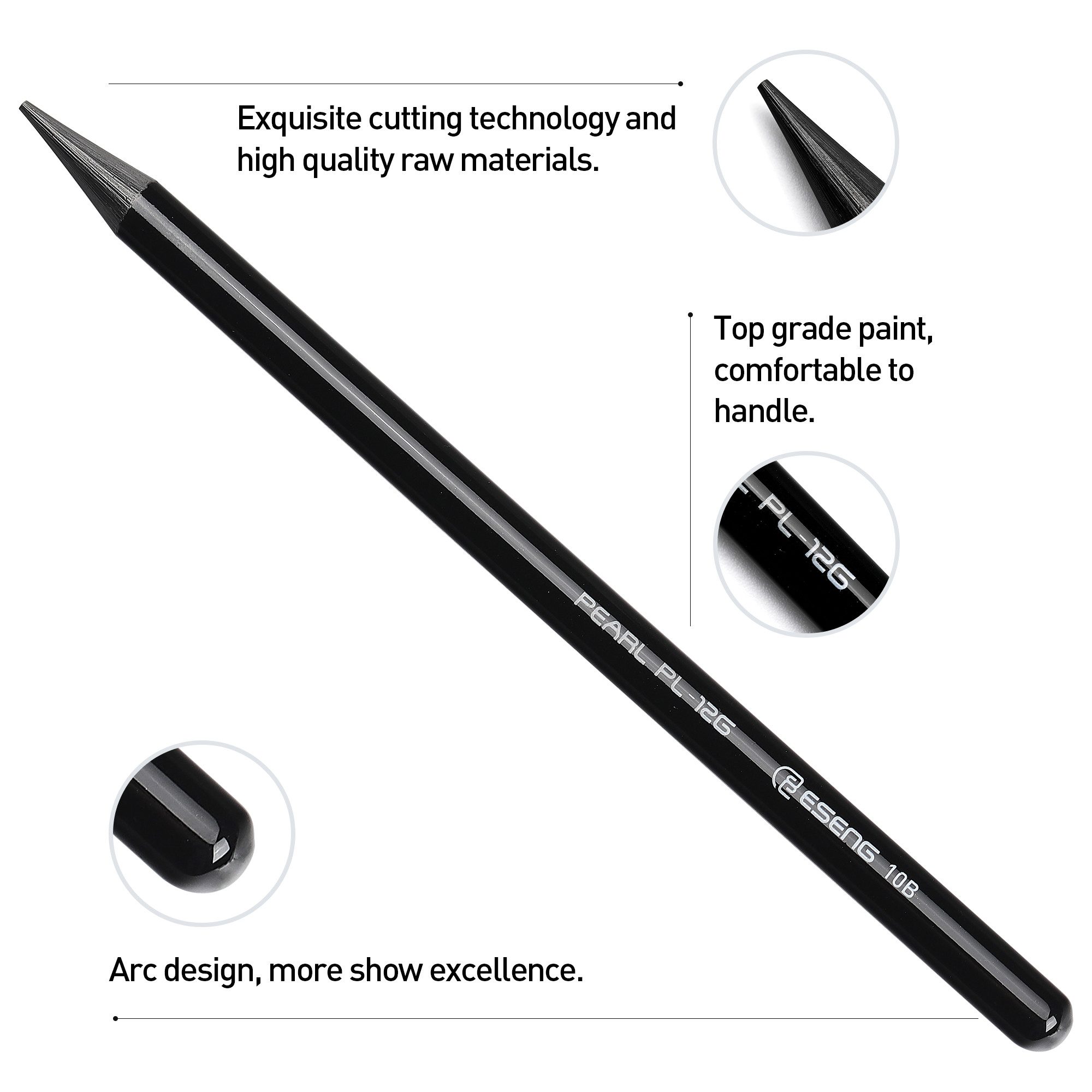 ESENG Bleistift PEARL PL-12G, Graphitstifte mit 12 verschiedenen Härtegraden