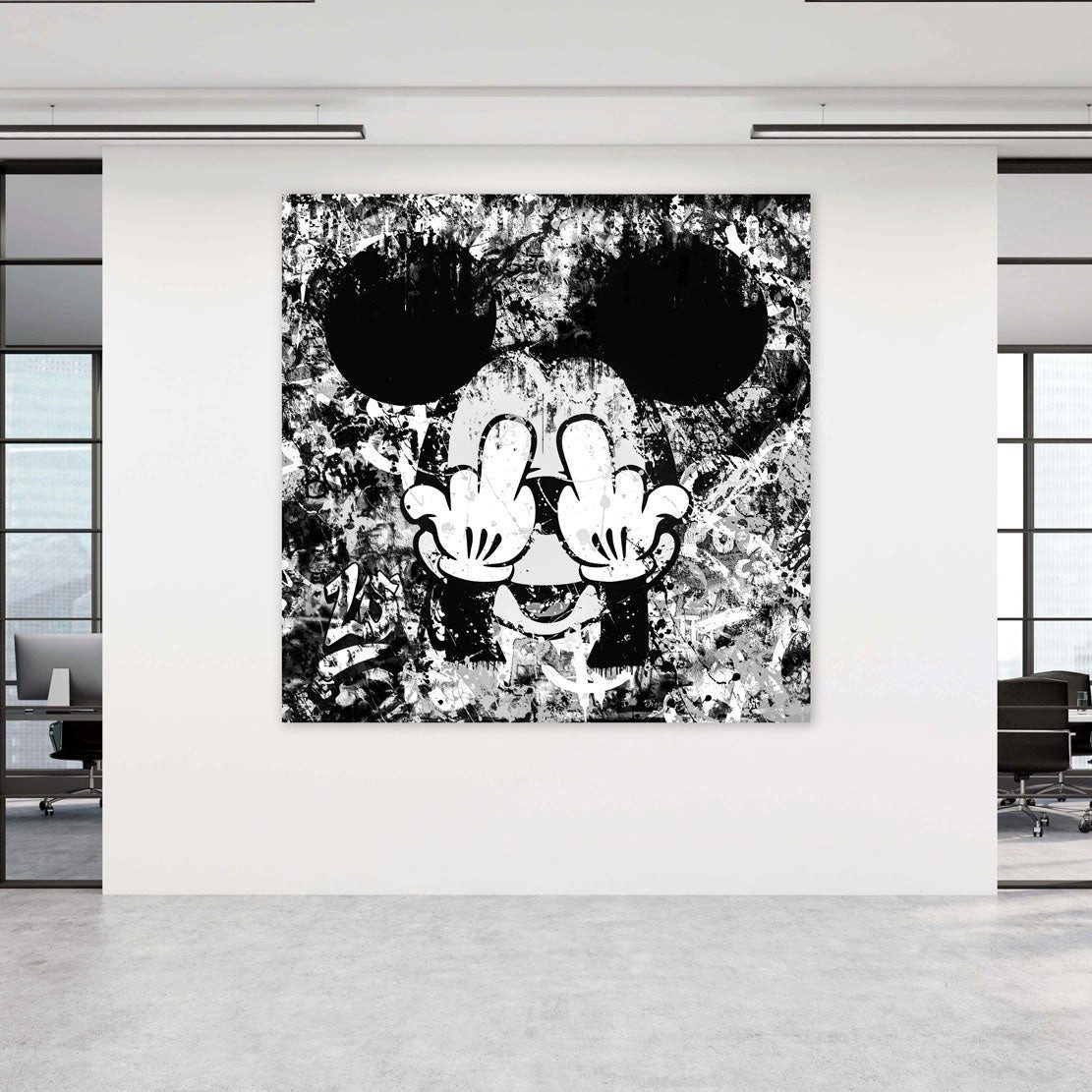 Artedinoi Leinwandbild Maus Street Art Comic Leinwandbild Wandbild Kunst Deko XL, Comic-Maus, urban