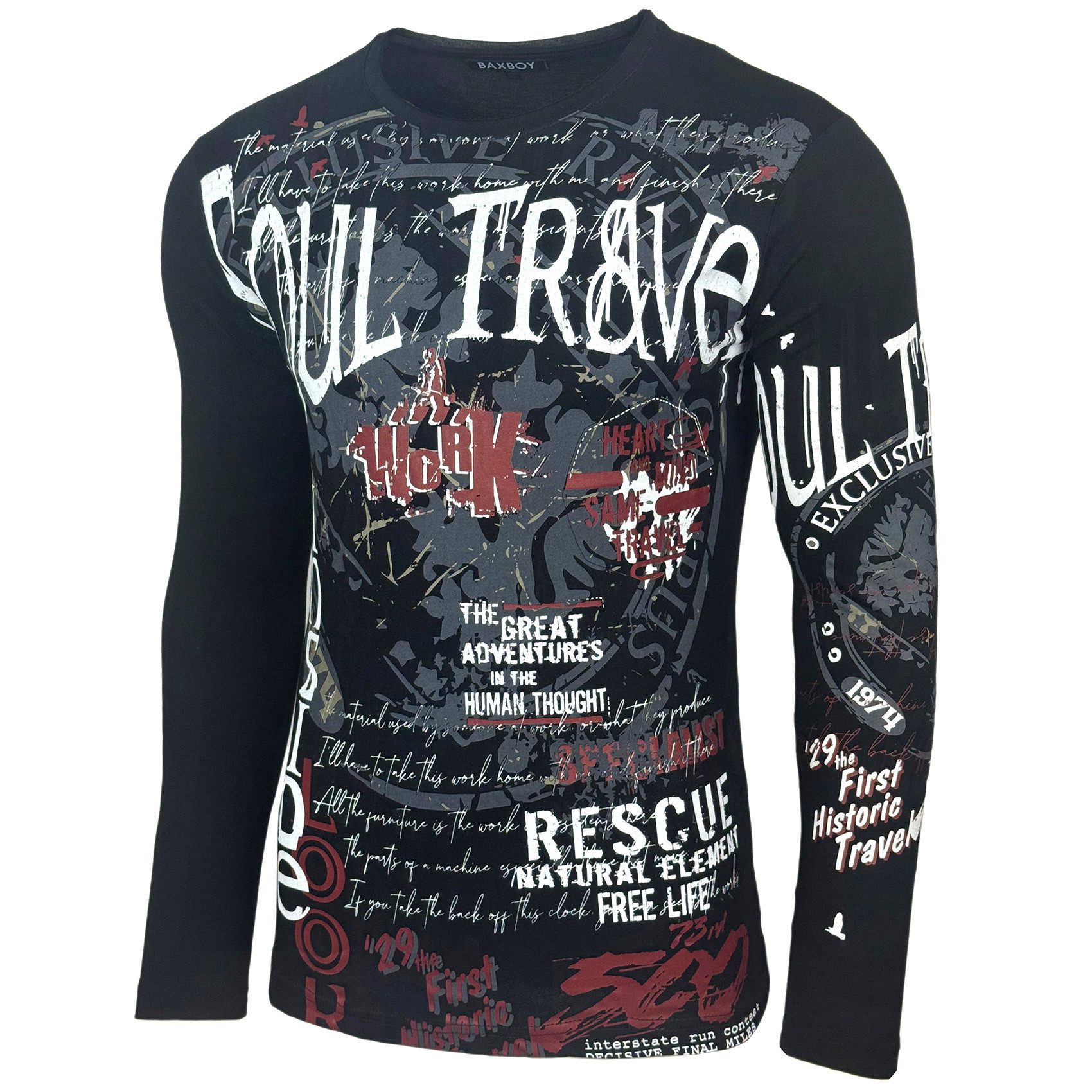 Baxboy Longshirt Herren Longsleeve T-Shirt Moderner Männer Langarmshirt B-7 günstig online kaufen