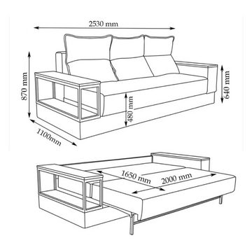 VitaliSpa® Schlafsofa Schlafcouch Boxspringsofa Garret Schlaffunktion Bettkasten