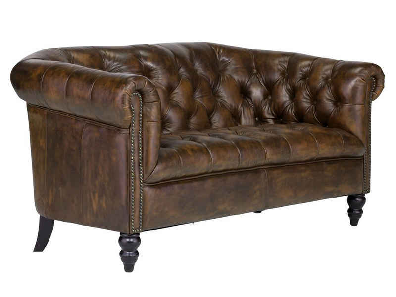 massivum Sofa Chesterfield Shelford 2-Sitzer antik braun, 1 Teile