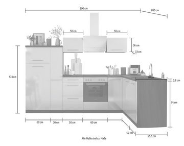 RESPEKTA Küche Amanda, Breite 290 cm, mit Soft-Close, exklusiver Konfiguration für OTTO