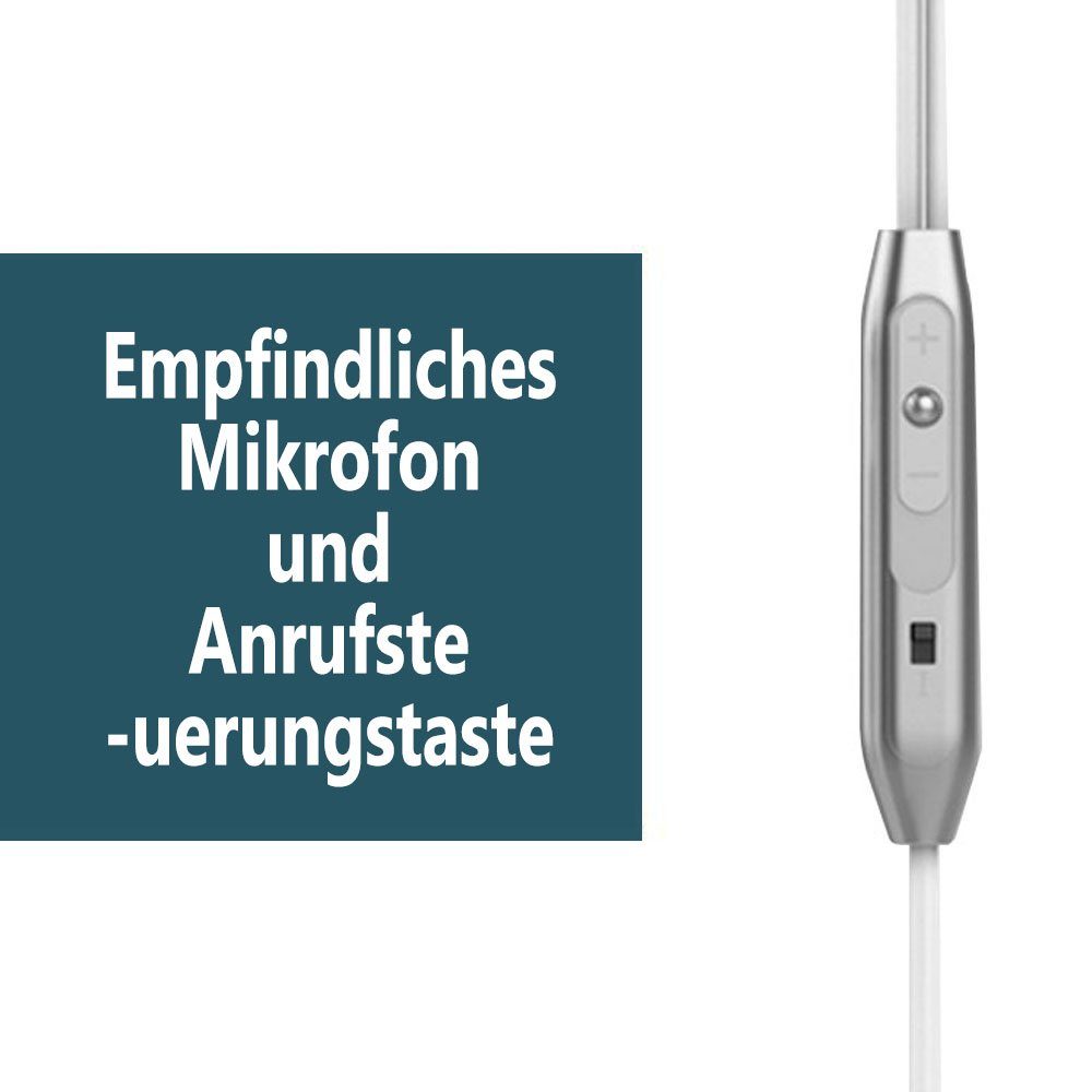GelldG In Silber Magnetische mit Mikrofon, und Kabel Ear Kopfhörer In-Ear-Kopfhörer