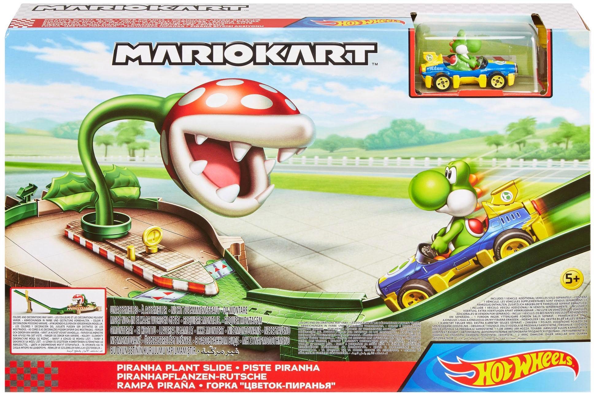 Image of Hot Wheels Mario Kart Piranha-Pflanzen-Trackset inkl. 1 Spielzeugauto, Zubehör mehrfarbig