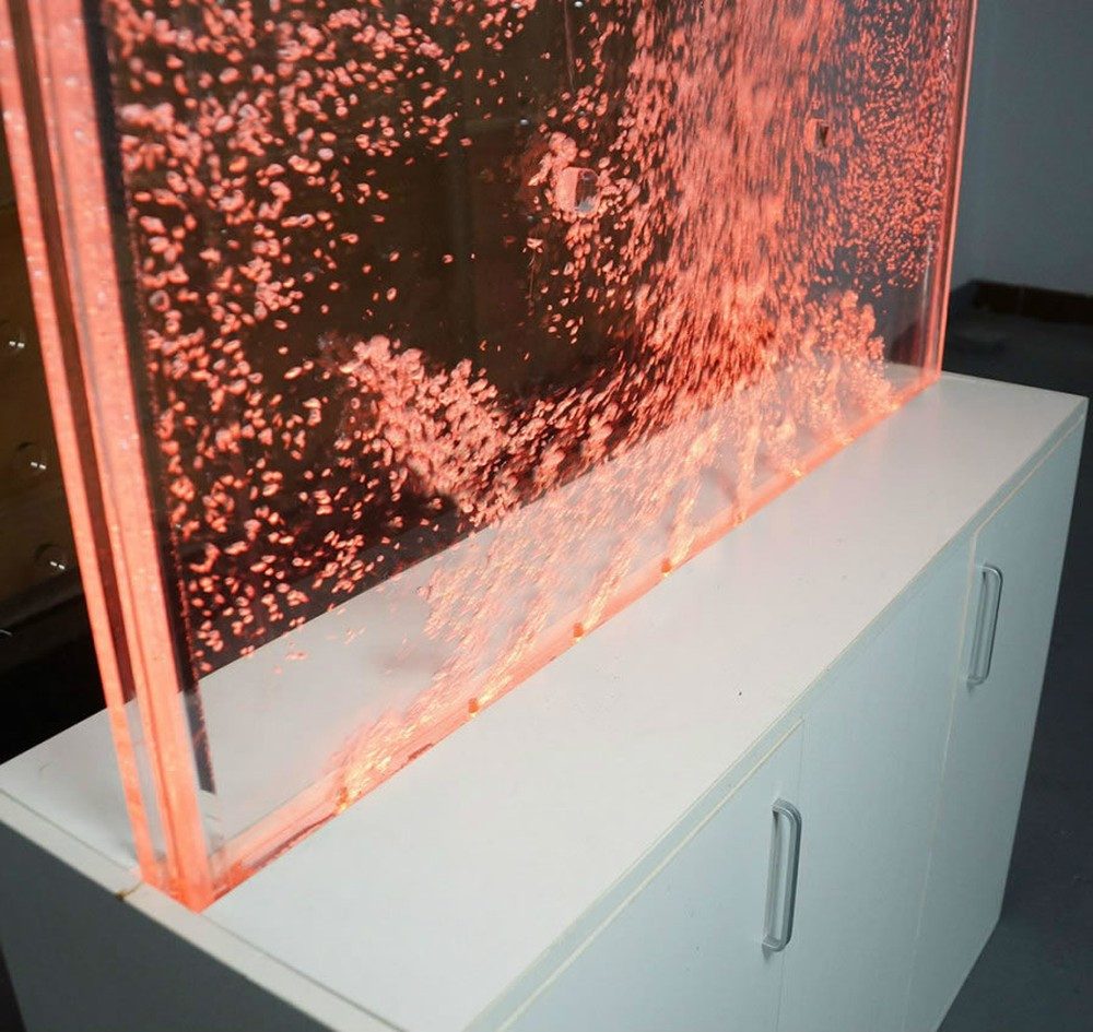 JVmoebel Barschrank Wasserwand Regal mit LED-Beleuchtung in Weiß aus Acryl und Edelstahl (1-St)