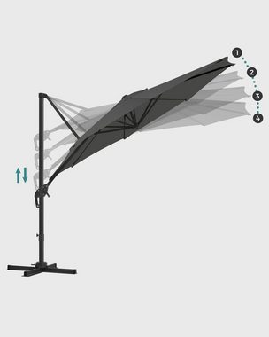 SONGMICS Sonnenschirm, Ø 300 cm, UPF 50+, 360° drehbar, mit Ständer