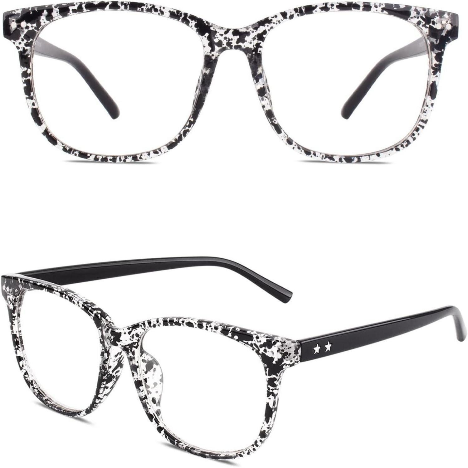 Brillengestell Hornbrille Nerdbrille Damen Herren UV400 PE1 Schwarz