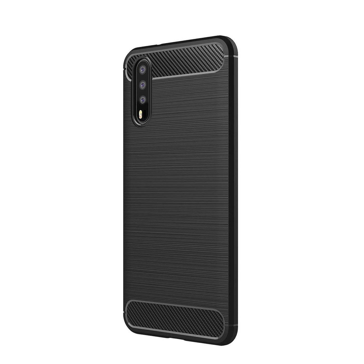 CoolGadget Handyhülle Carbon Handy Hülle für Huawei P20 5,8 Zoll, robuste Telefonhülle Case Schutzhülle für P20 Hülle