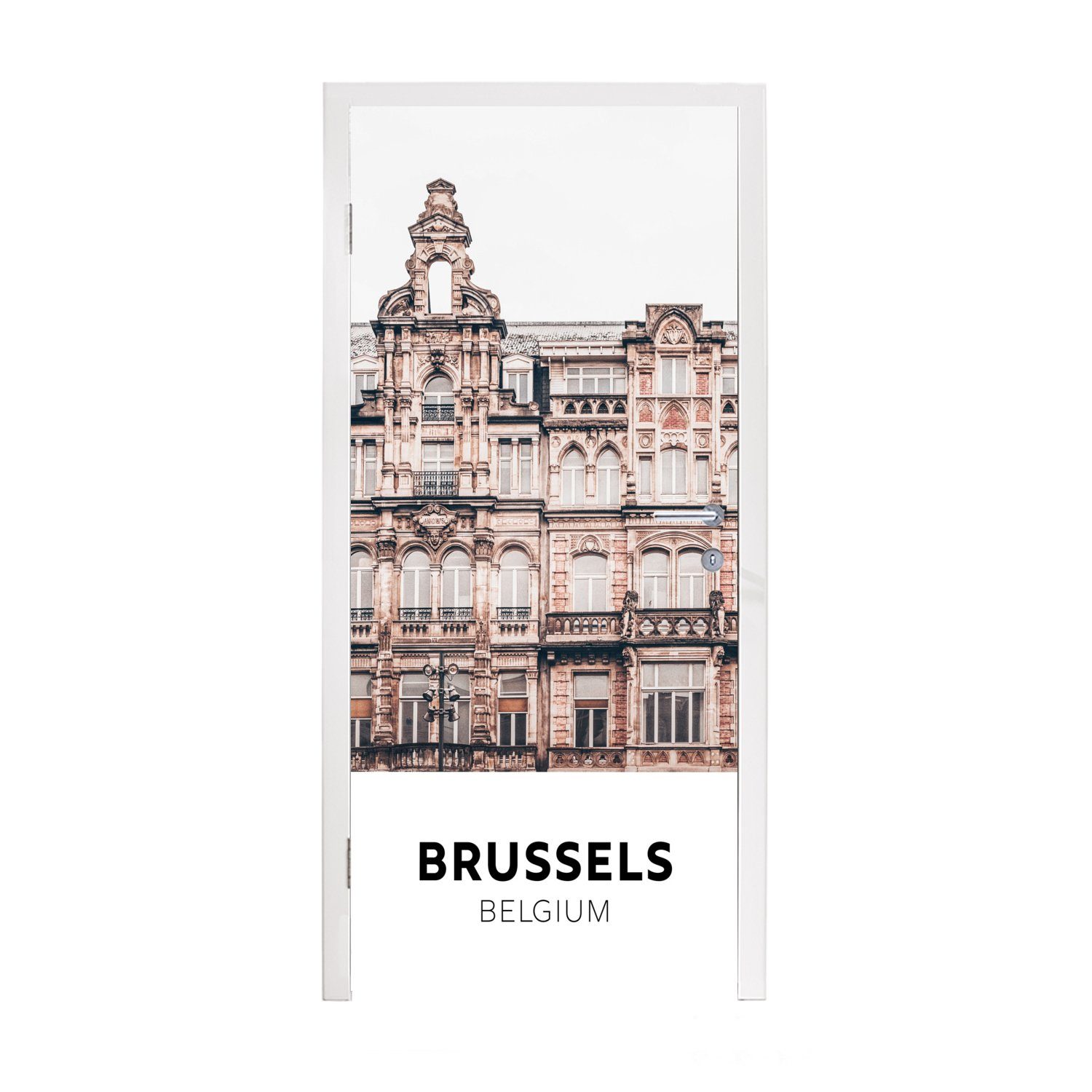 MuchoWow Türtapete Brüssel - Belgien - Häuser, Matt, bedruckt, (1 St), Fototapete für Tür, Türaufkleber, 75x205 cm