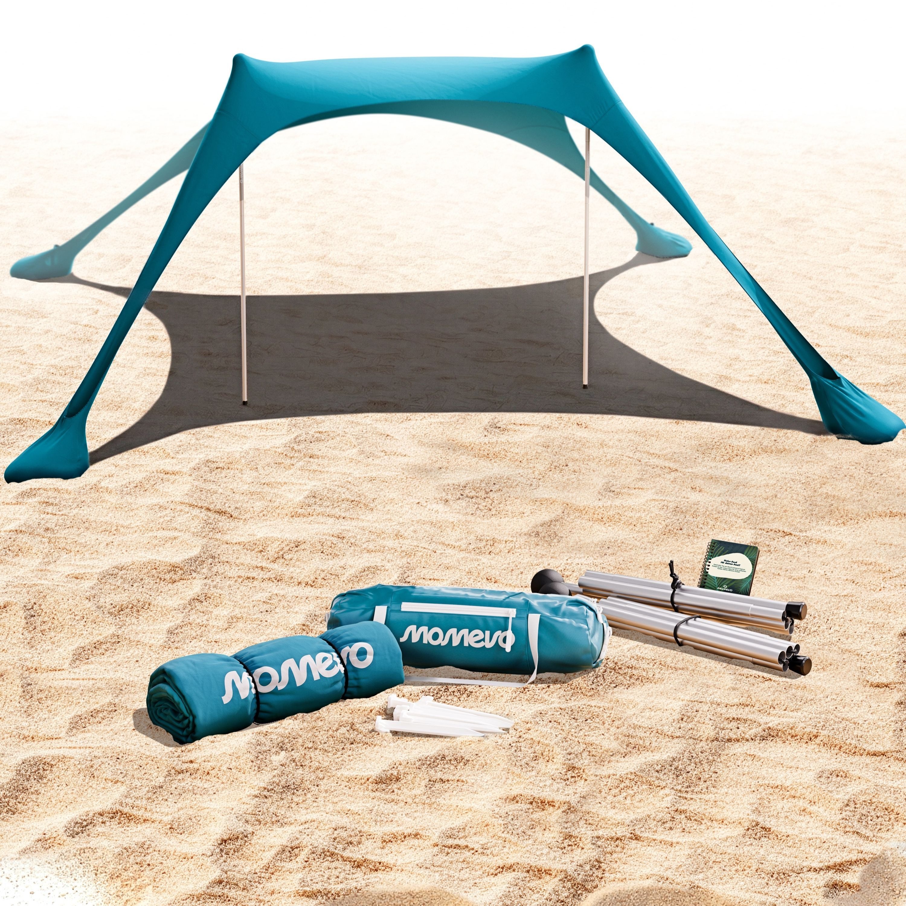Momevo Strandmuschel Strandzelt mit UV Schutz 50+, zertifiziert für Kinder, Baby, Familien, Personen: 4
