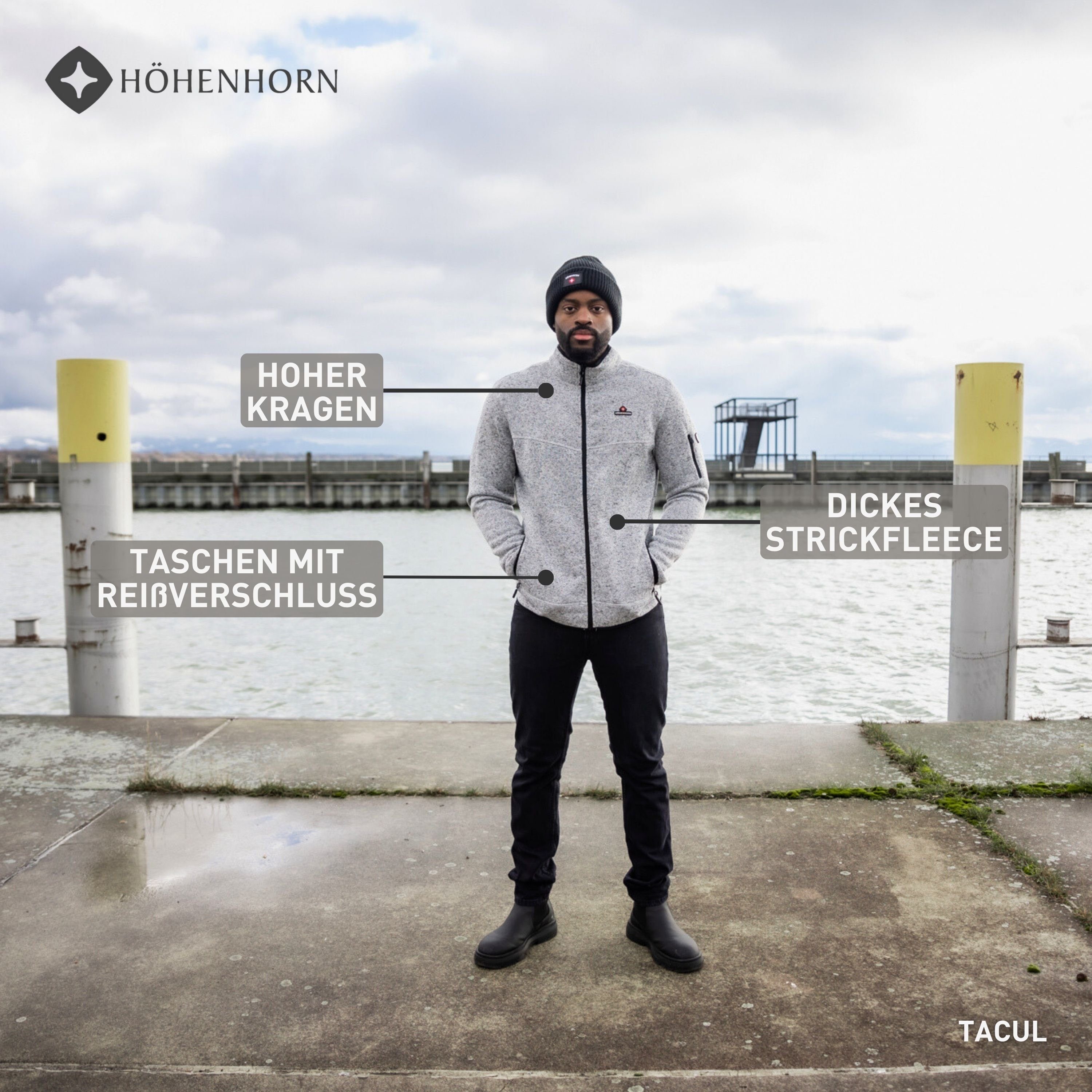 Höhenhorn Strickfleecejacke Herren Jacke Fleece für Männer Strickfleece Outdoor Sweatshirt auch in Großen Größen verfügbar, angenehm weiche Innenseite