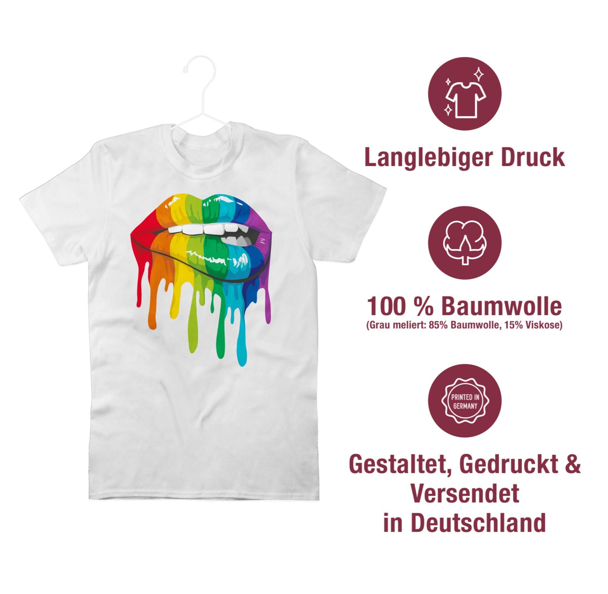 Shirtracer T-Shirt Lippen Weiß 2 Kleidung & LGBT LGBTQ LGBT