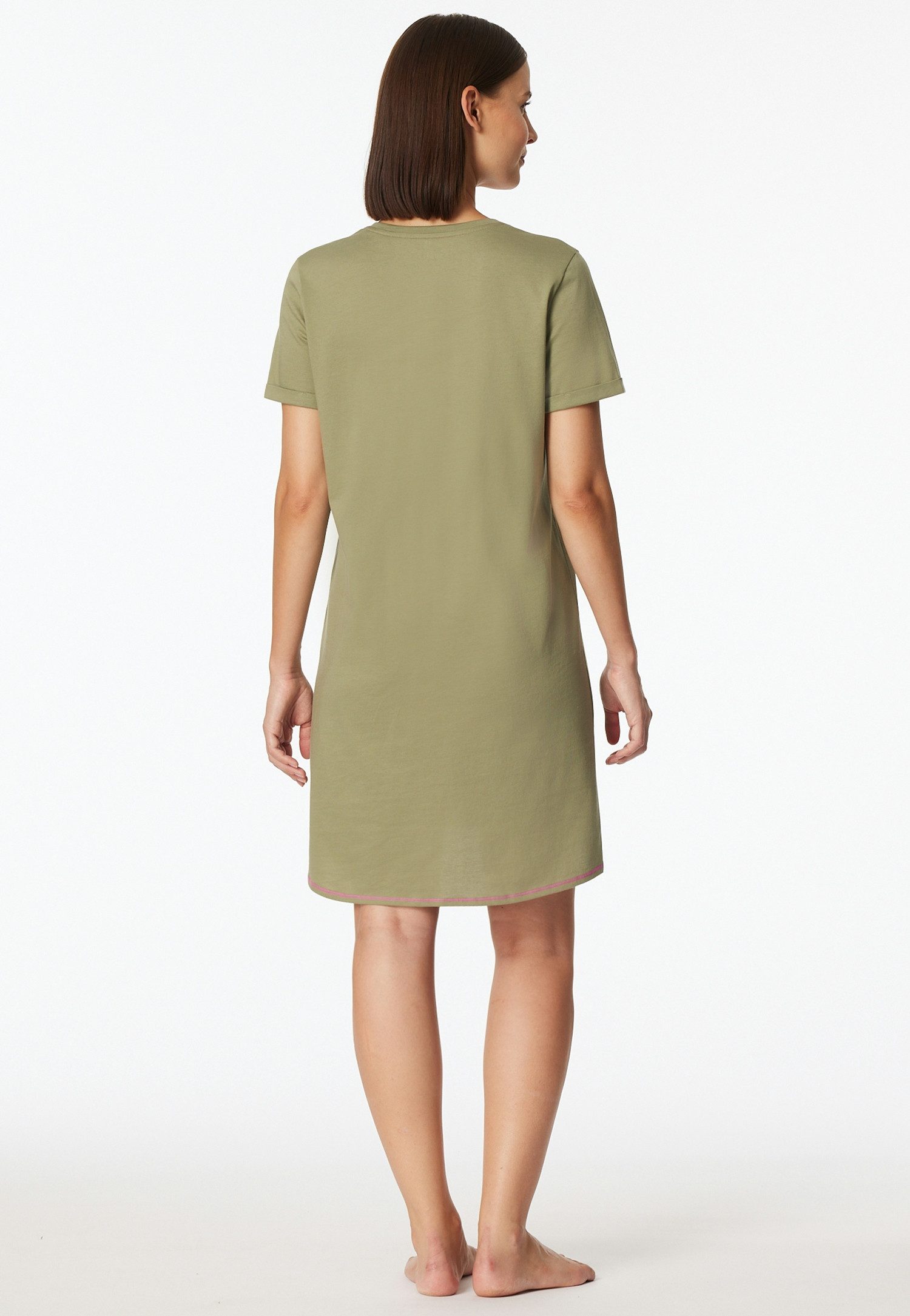 Schiesser Nachthemd Casual Essentials mit Statement-Print, Baumwolle, kurzärmelig, Rundhalsausschnitt