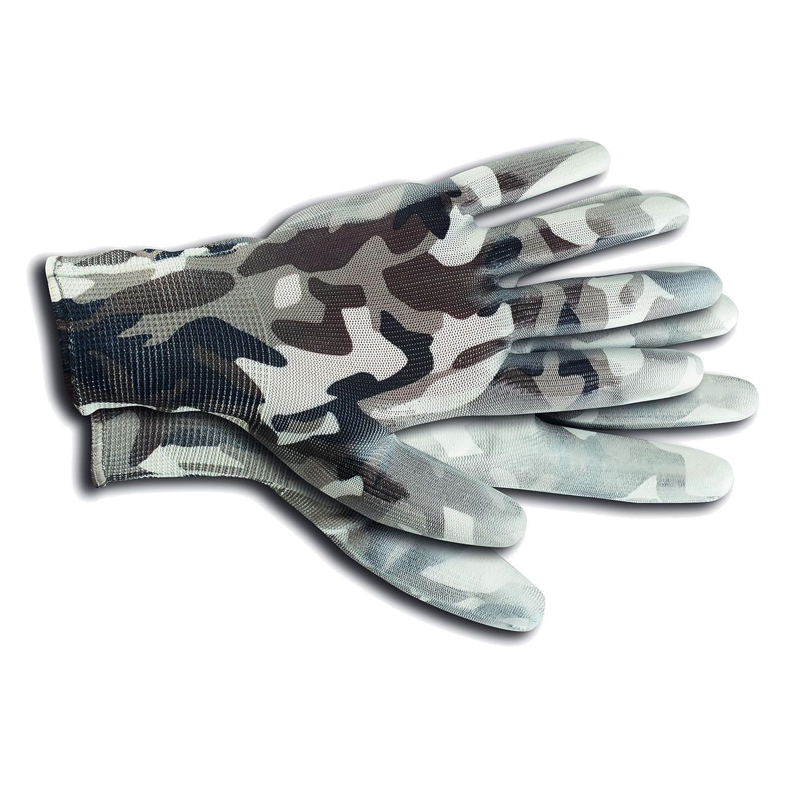KIXX Gartenhandschuhe Перчатки für die Gartenarbeit, Camouflage-Weiß