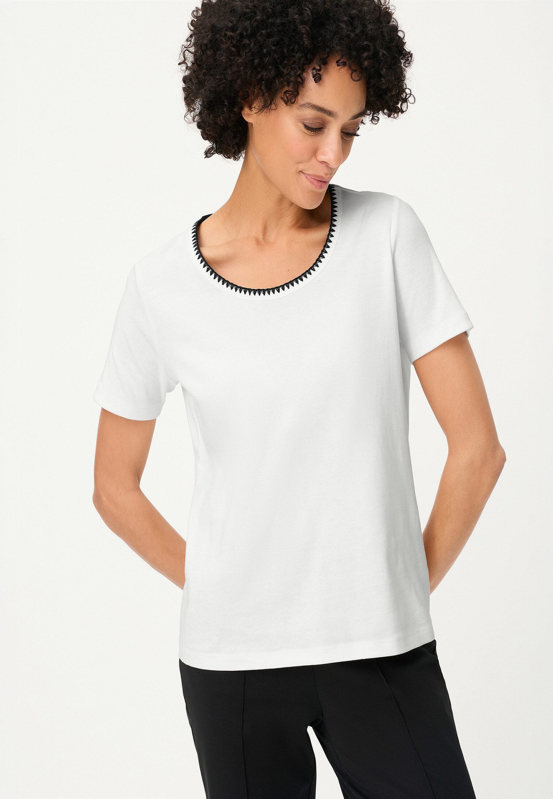 Olsen T-Shirt Shirt mit verziertem Rundhalsausschnitt