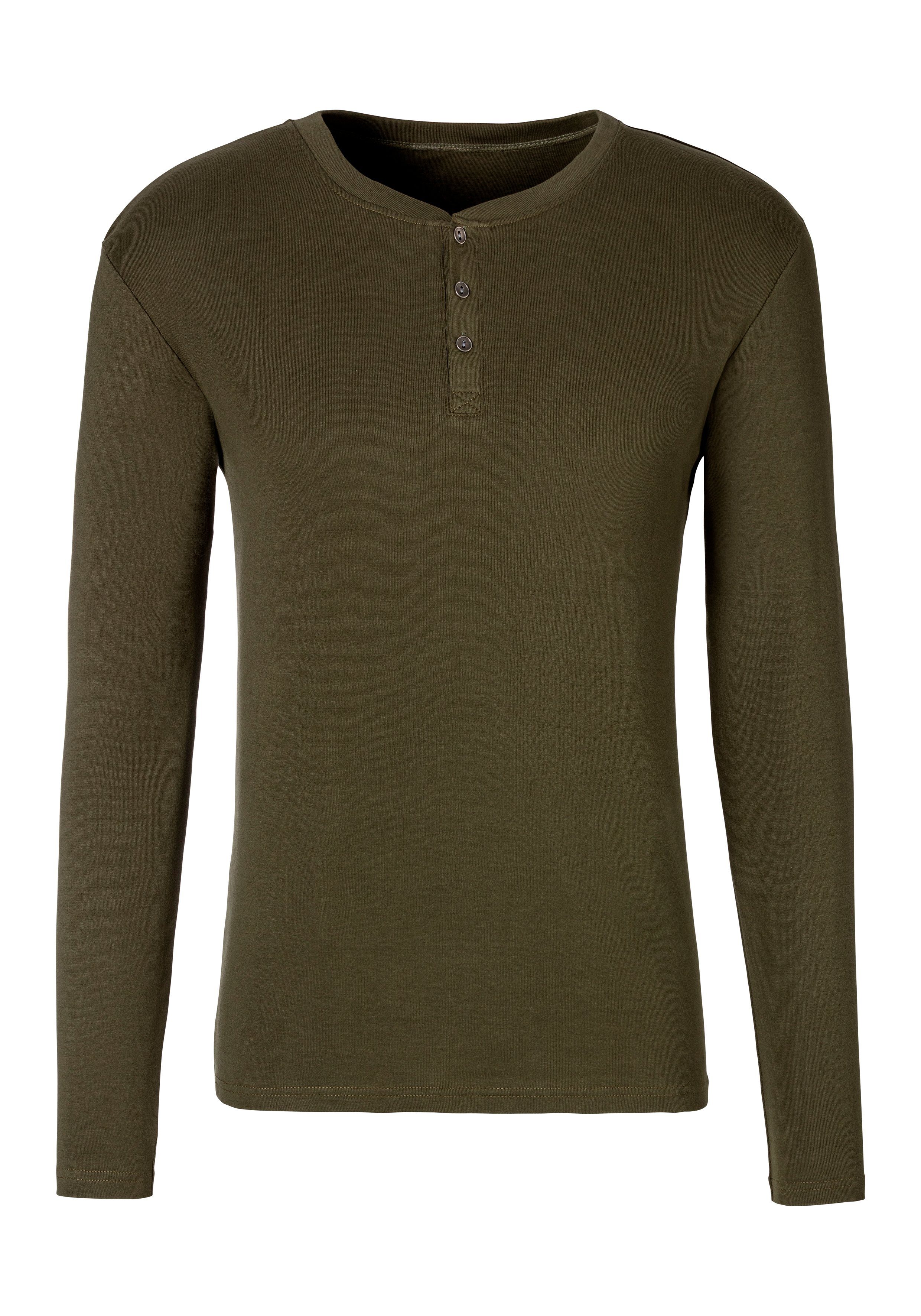 Knopfleiste mit Langarmshirt aufwendiger H.I.S khaki