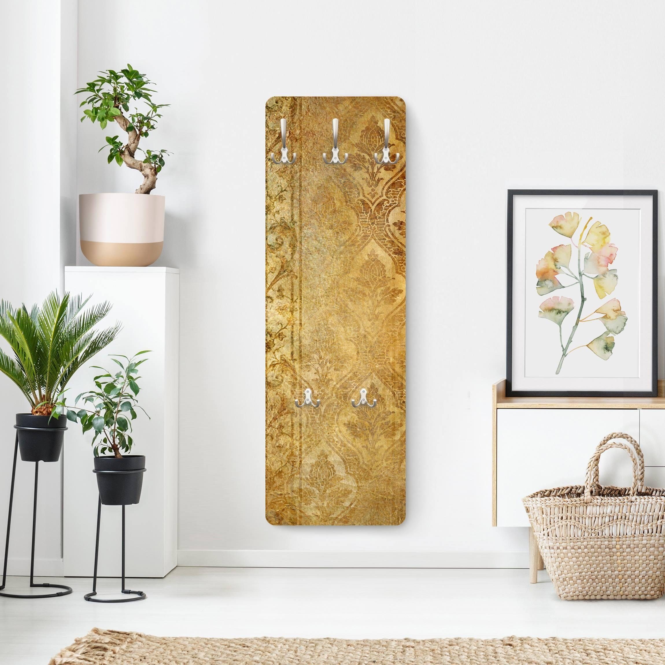 Bilderdepot24 Garderobenpaneel Design Muster Retro Vintage Orientalisch The 7 Virtues - Faith (ausgefallenes Flur Wandpaneel mit Garderobenhaken Kleiderhaken hängend), moderne Wandgarderobe - Flurgarderobe im schmalen Hakenpaneel Design