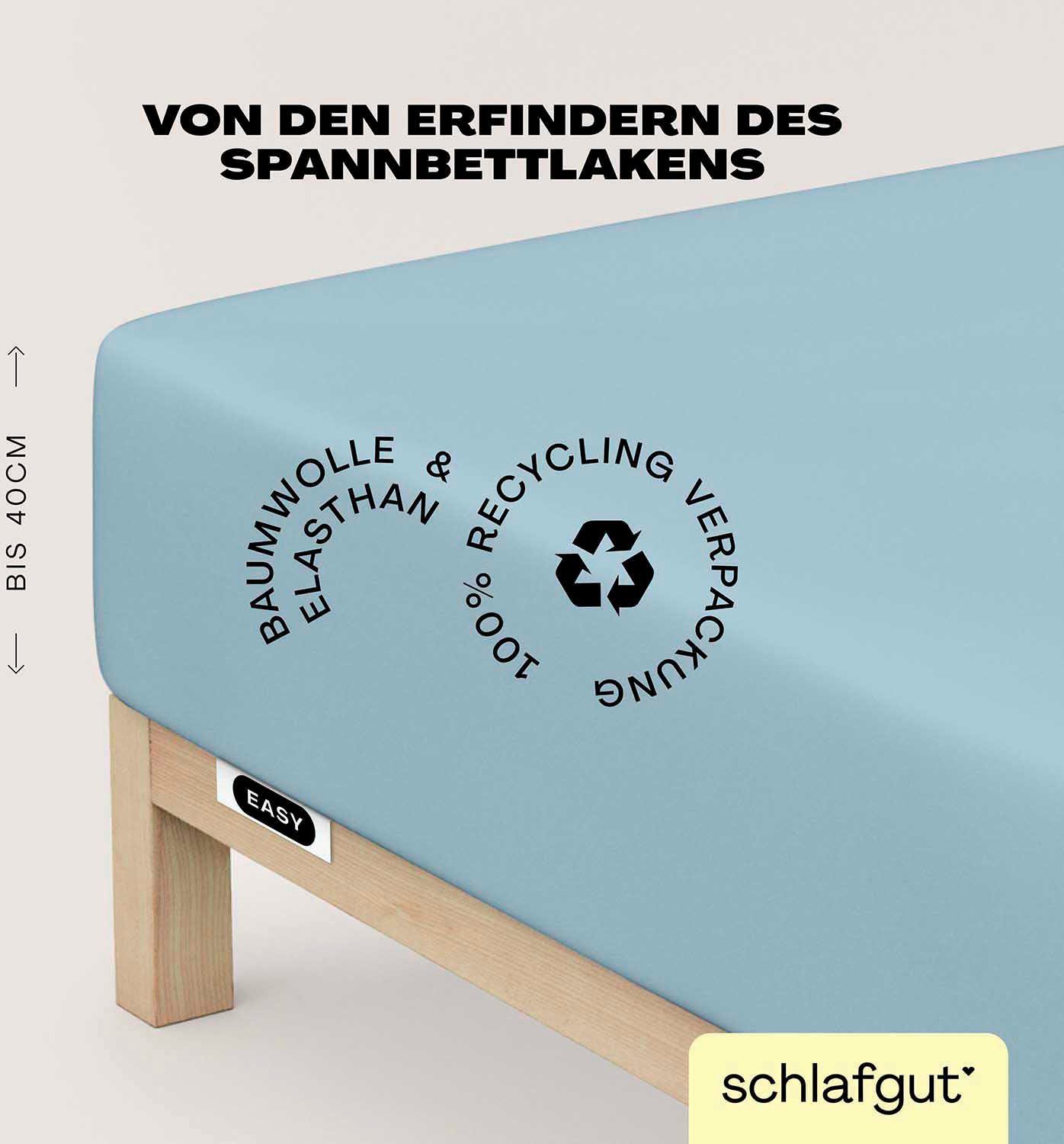 Schlafgut Spannbettlaken EASY Jersey Elasthan Boxspring, Jersey, Gummizug: rundum, (1 Stück), MADE IN GREEN by OEKO-TEX®