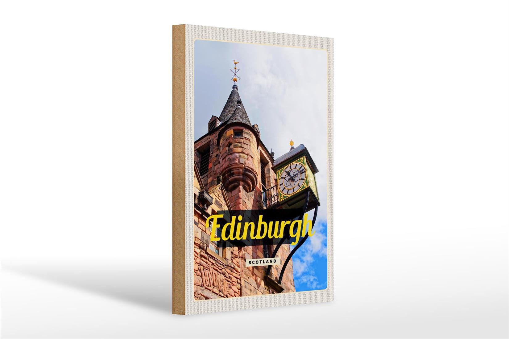 Holzbild Reise 20x30cm Edinburgh Scotland Turmspitze