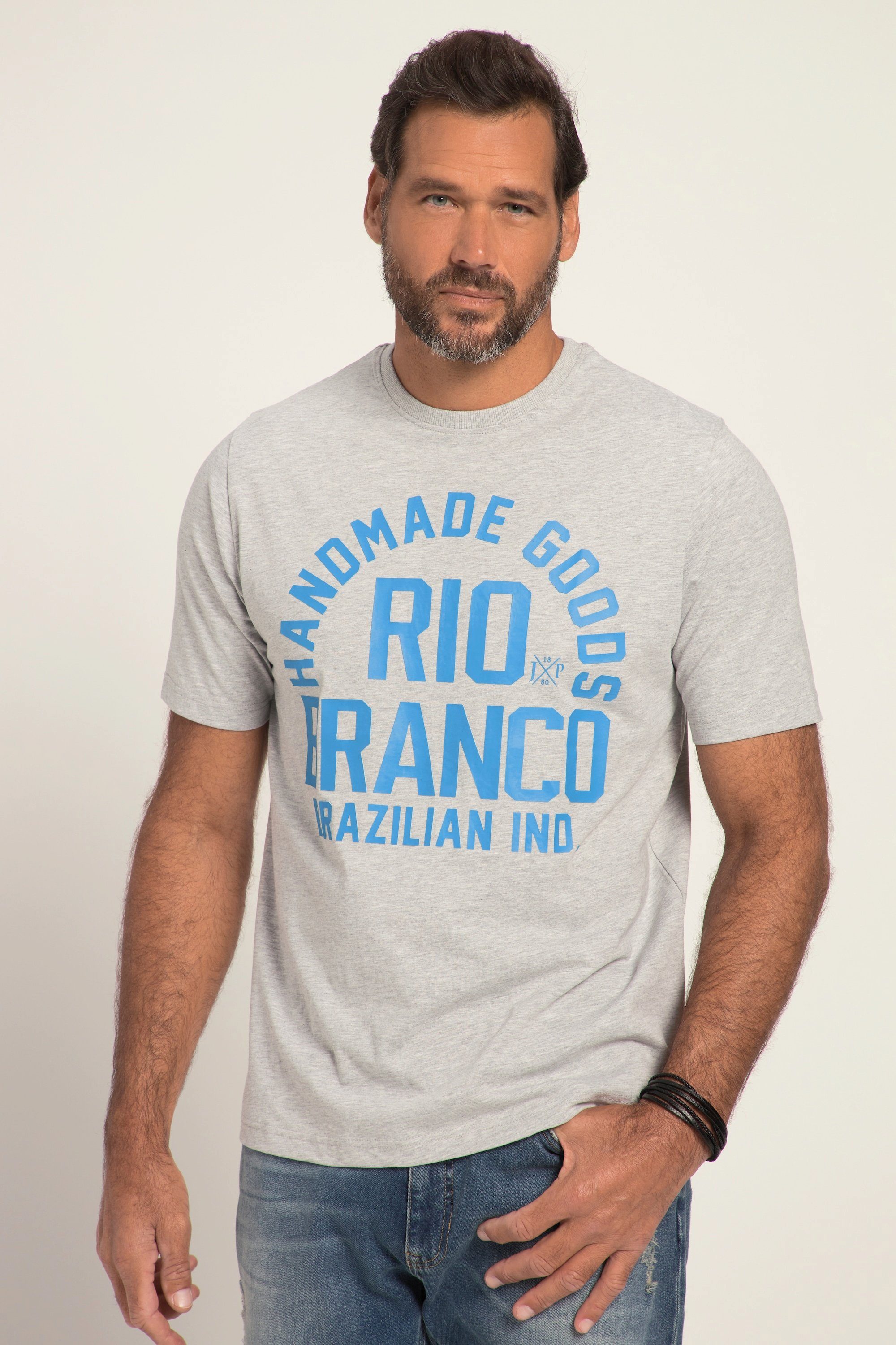 JP1880 T-Shirt T-Shirt Halbarm RIO BRANCO Print Melange-Jersey