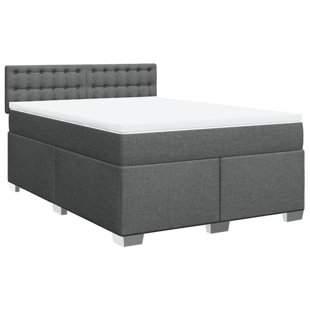 vidaXL Bett Boxspringbett mit Matratze Dunkelgrau günstig online kaufen