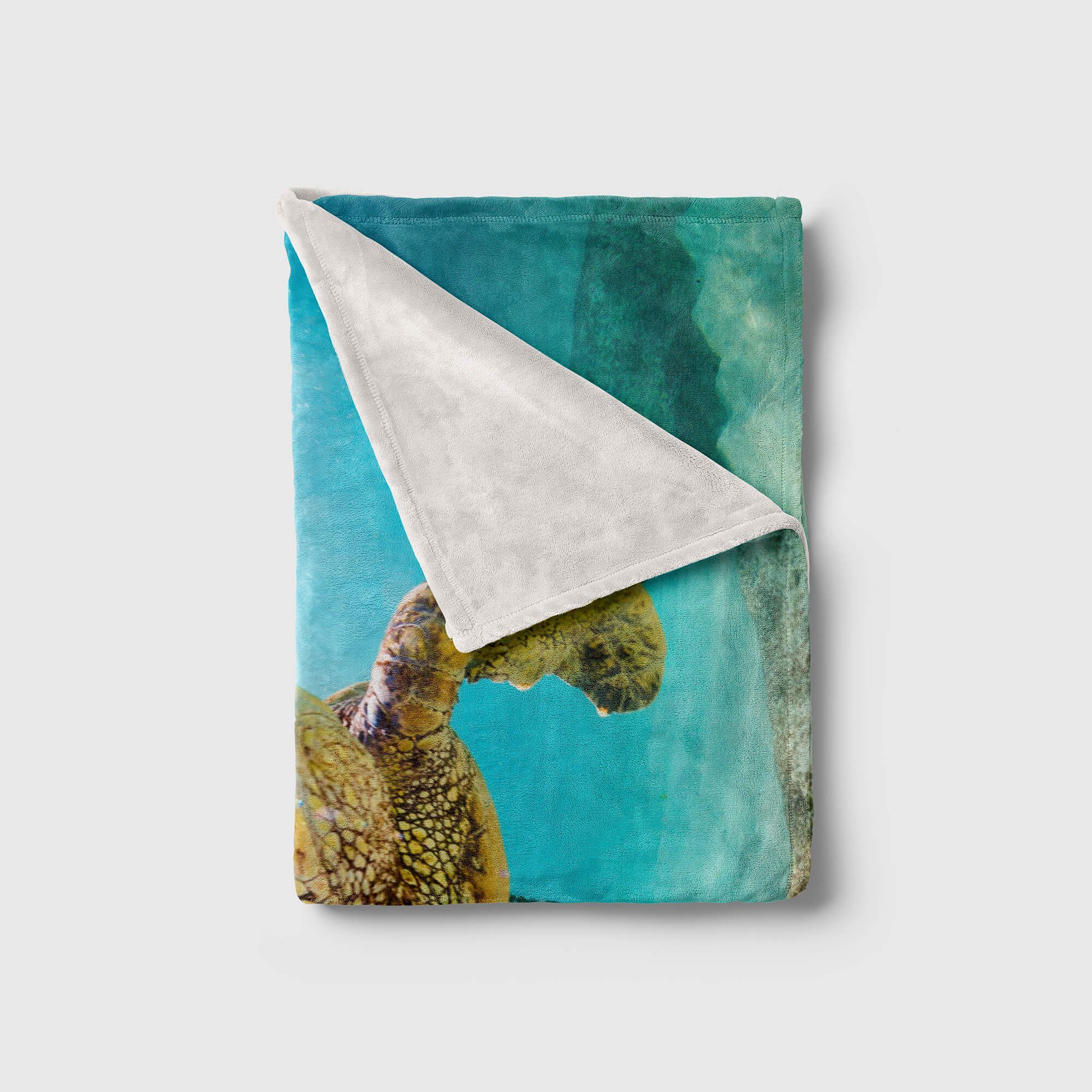Sinus (1-St), Strandhandtuch Kuscheldecke Art mit Baumwolle-Polyester-Mix Handtuch Handtuch Tiermotiv unt, Saunatuch Seeschildkröte Handtücher