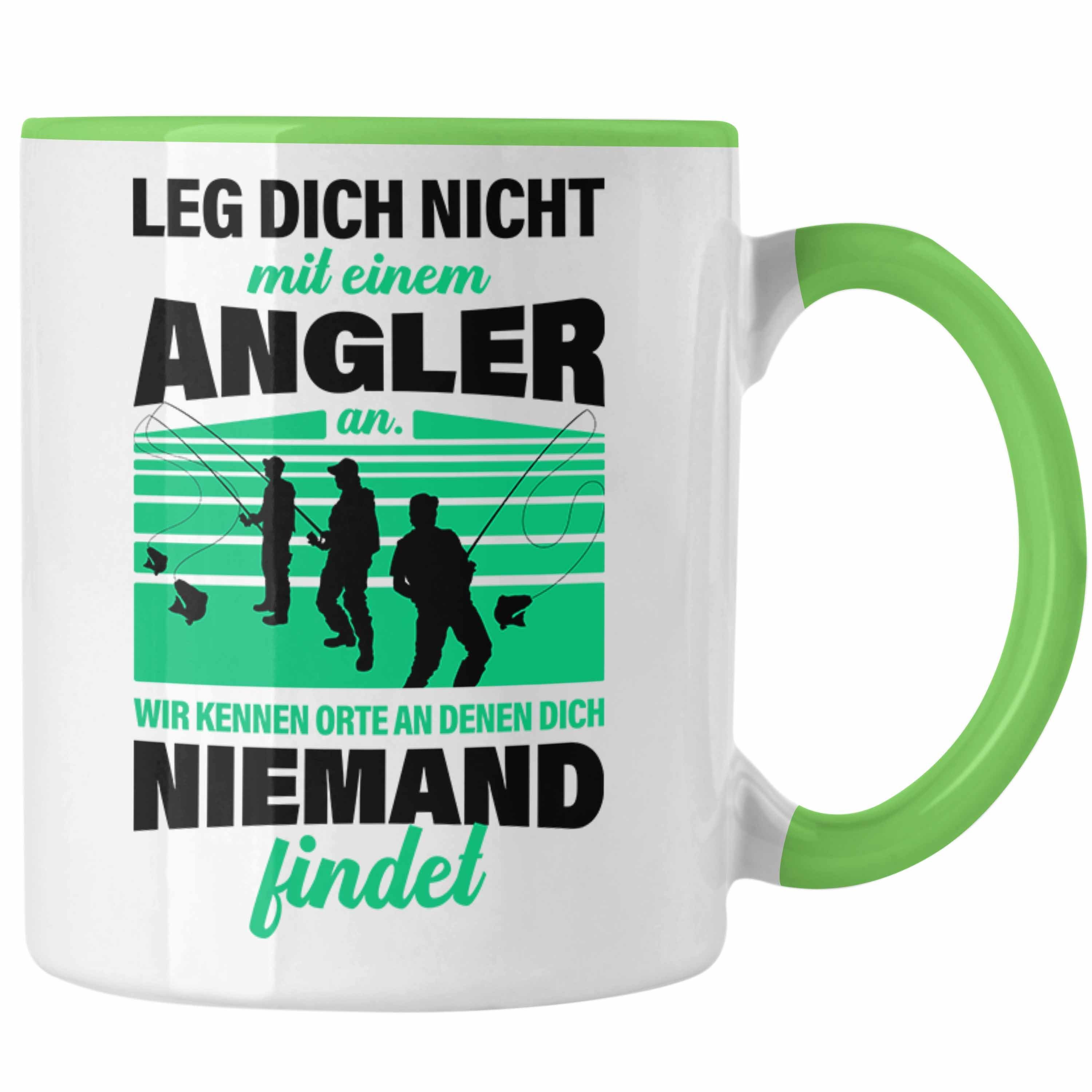 Trendation Trendation Becher für Tasse Lustig Angler Spruch Geschenkidee Angeln Grün Geschenk - Männer Fischer für Tasse