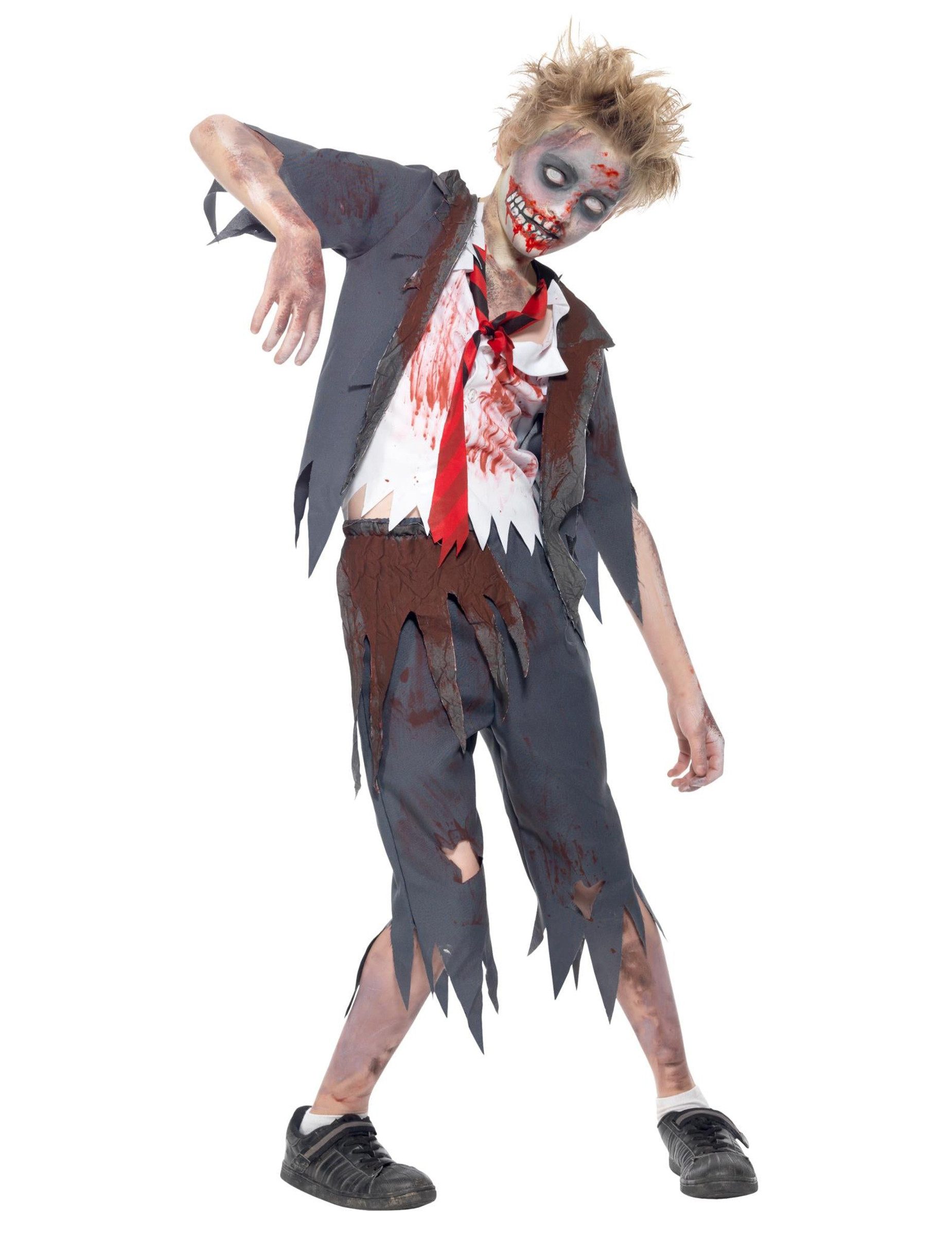 Rubies Niederlande b.v. Kostüm Untoter Schuljunge Halloween Kinderkostüm grau-weiss