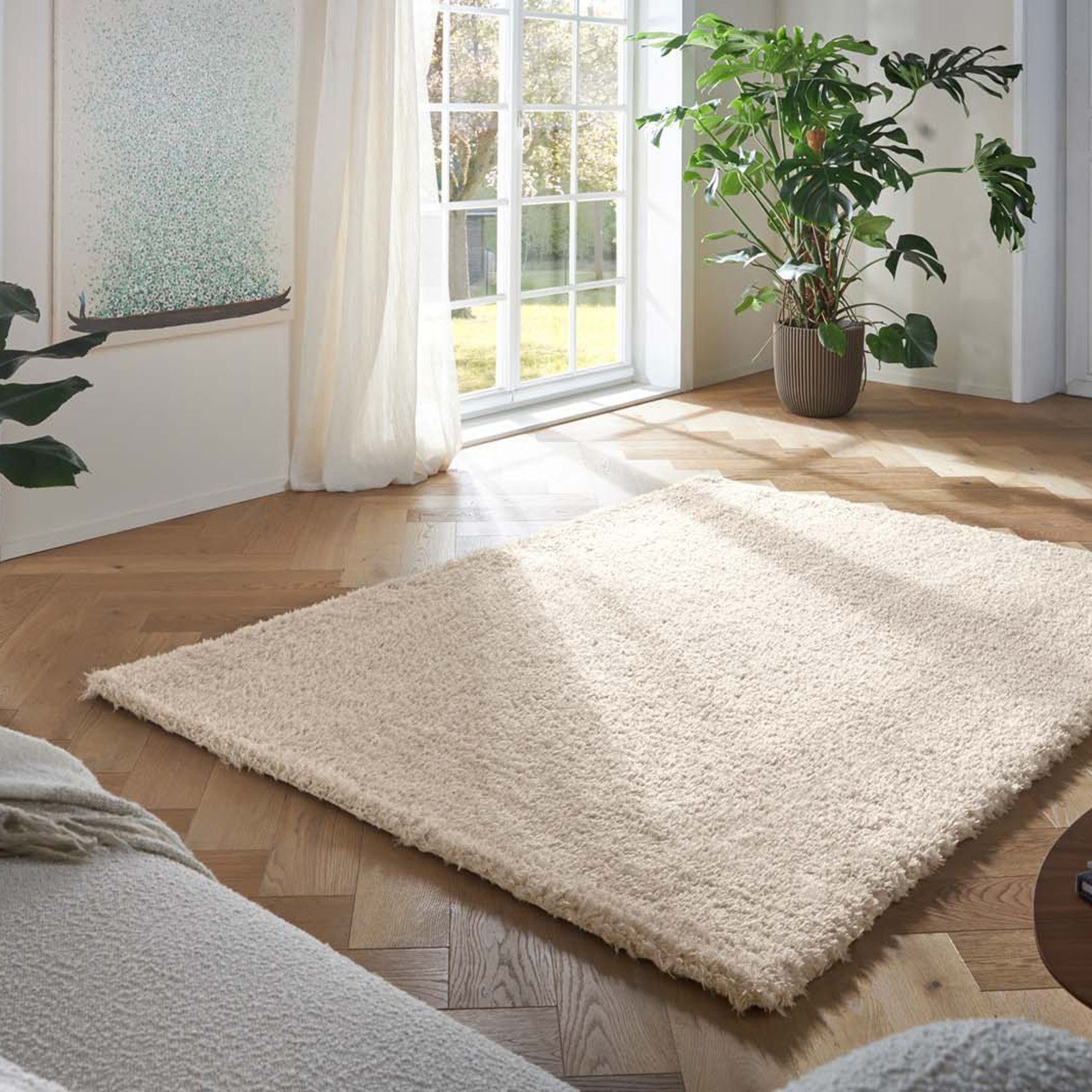 TaraCarpet Flokati-Teppich TaraCarpet Flokati Eco Langflorteppich Shaggy, rechteckig, Höhe: 52 mm, Flokati Hochflor Langflor weich beige Wohnzimmer Schlafzimmer 60x120